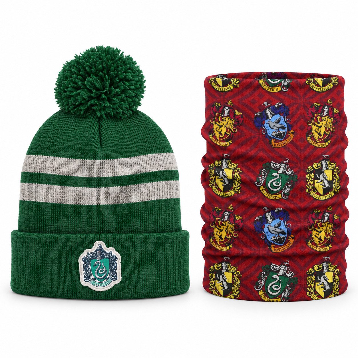 Harry Potter Bommelmütze Harry Potter Gryffindor Slytherin Mädchen Winter Set Mütze plus Snood Gr. 54 bis 56