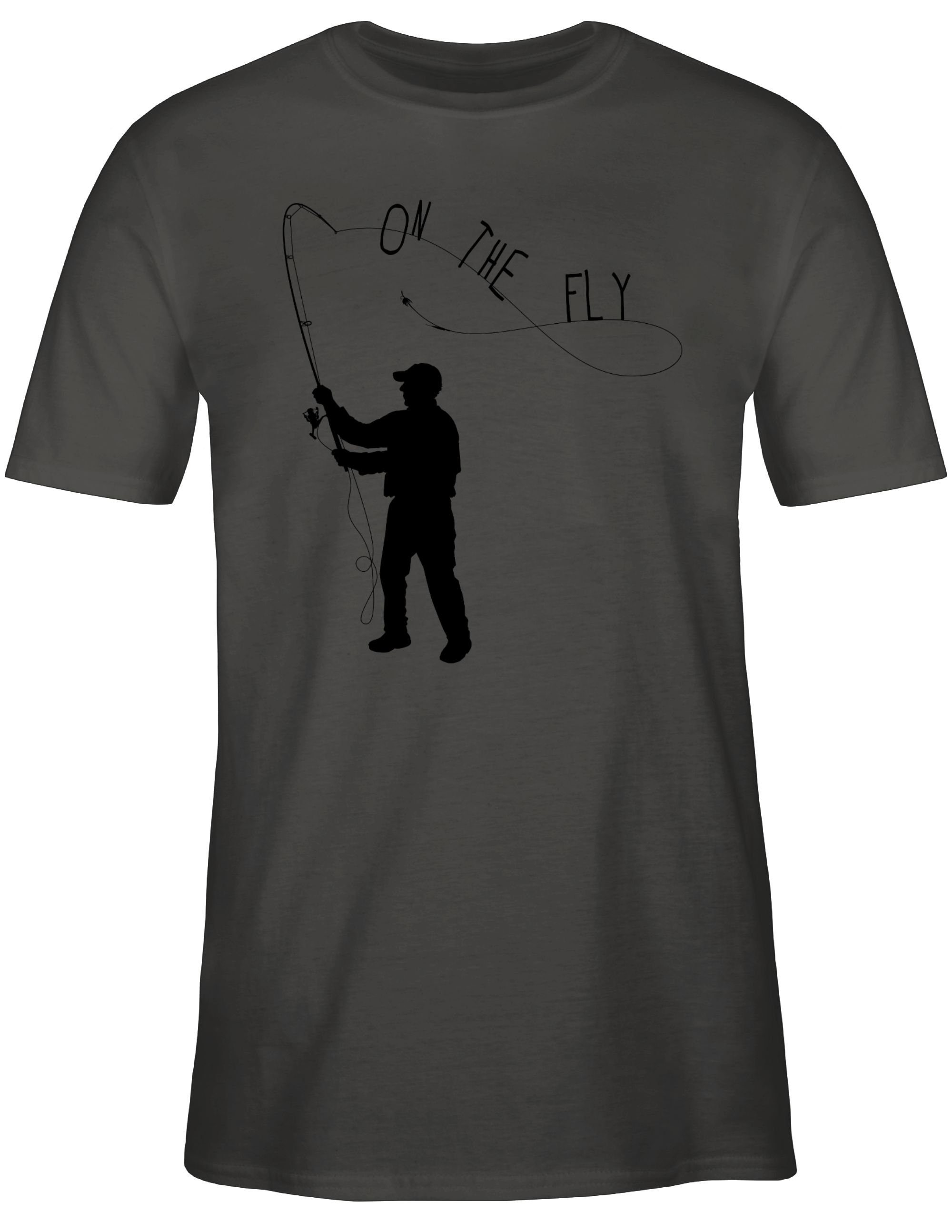1 On T-Shirt Shirtracer Angler - Geschenke Fly Dunkelgrau the Fishing