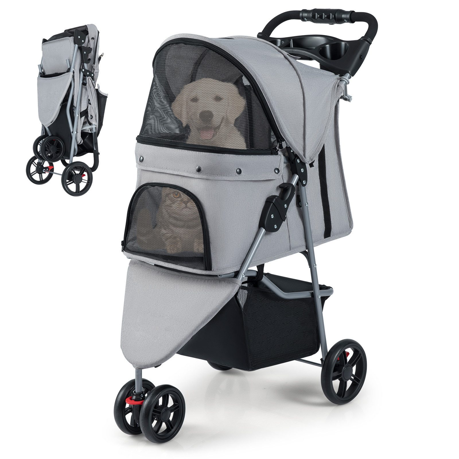 COSTWAY Hundebuggy, (1-tlg), Hundewagen, Haustierwagen, klappbar, bis 15 kg