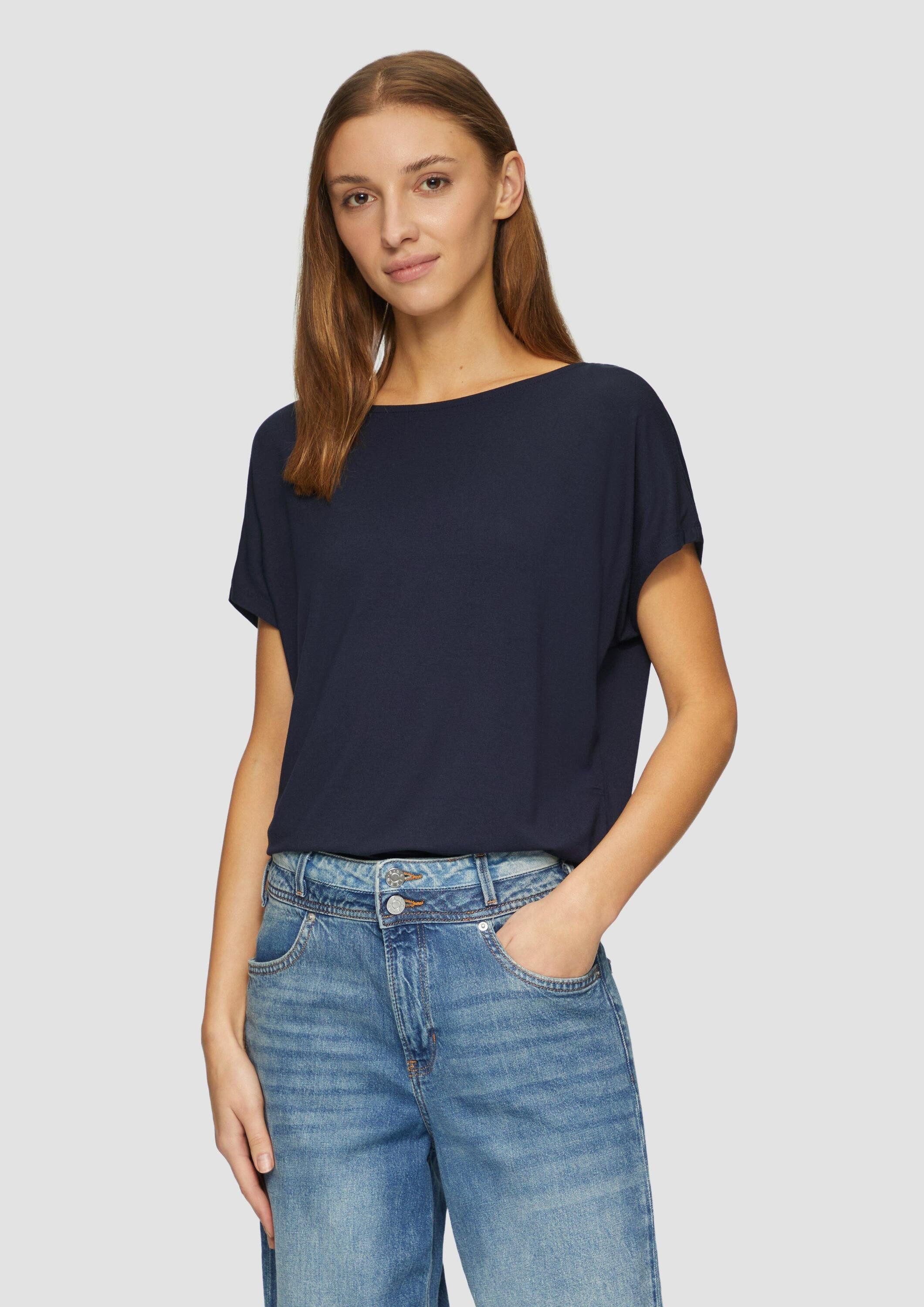 s.Oliver Kurzarmshirt T-Shirt Fließendes Jersey-Shirt mit überschnittenen S günstig online kaufen