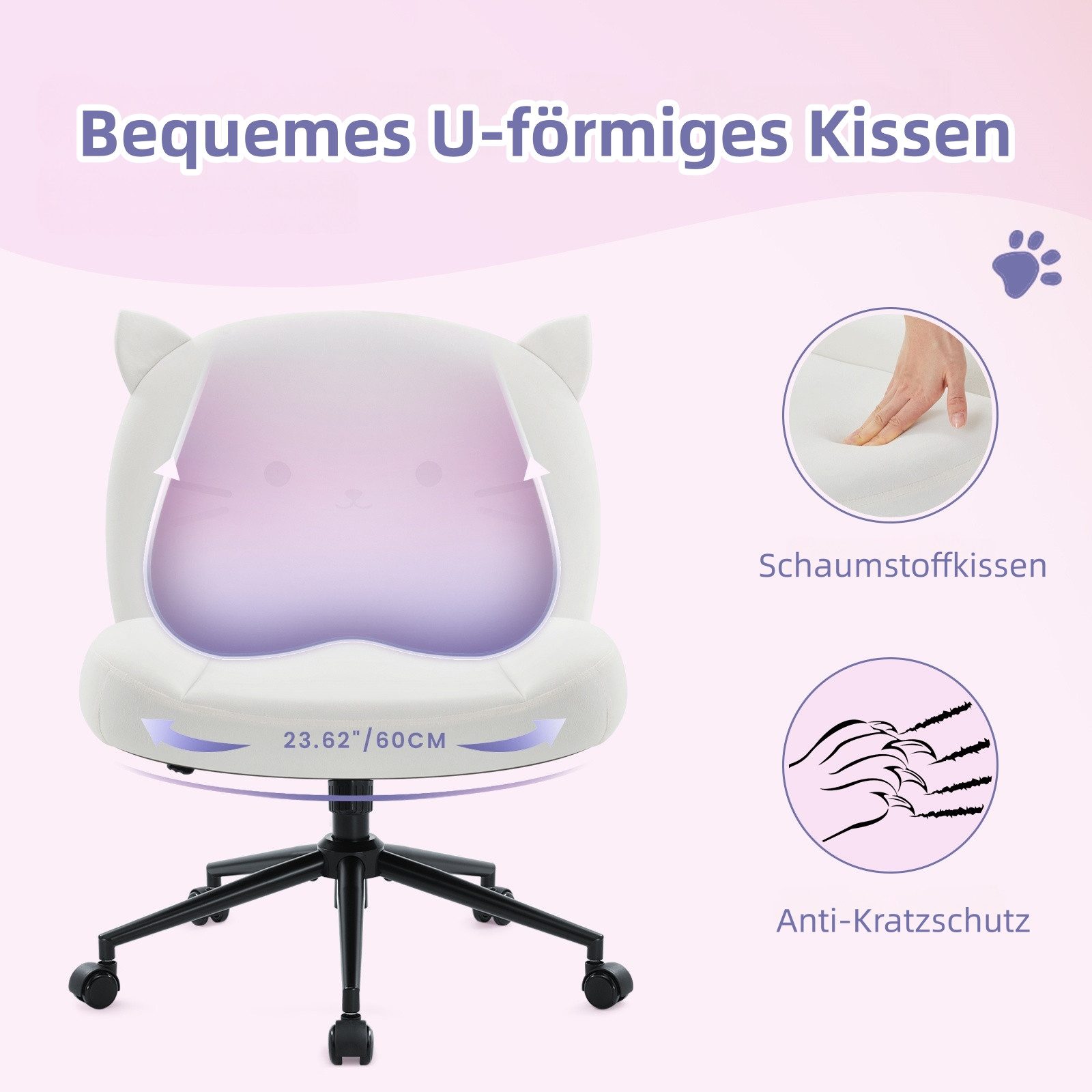 Intimate WM Heart Bürostuhl ohne Armlehne, Ergonomischer Drehstuhl mit Roll günstig online kaufen