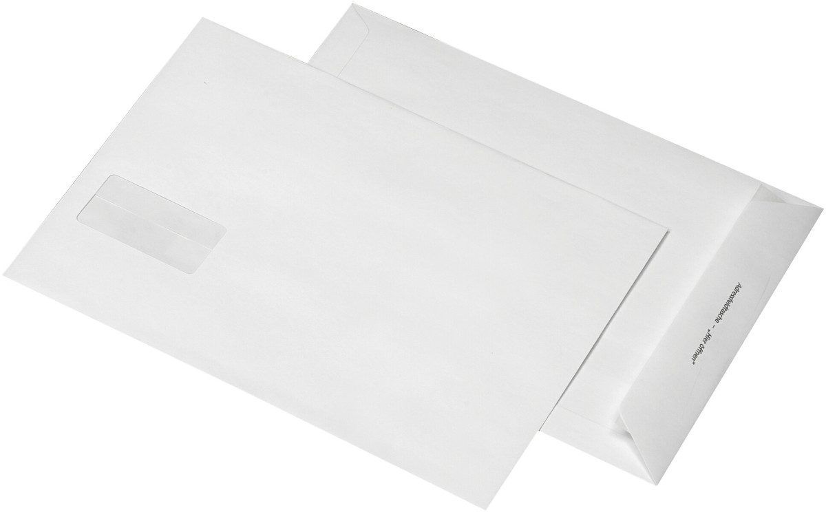 Elepa Versandtasche Versandtaschen B4 mit Fenster 120g/qm weiß VE=250 Stück