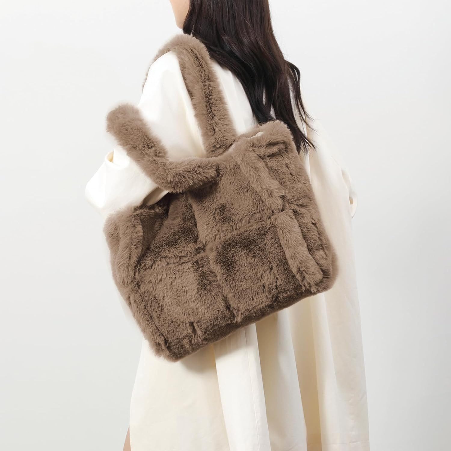 Bextsrack Schultertasche Damen Plüsch Umhängetasche Groß Shopper Tasche Han günstig online kaufen