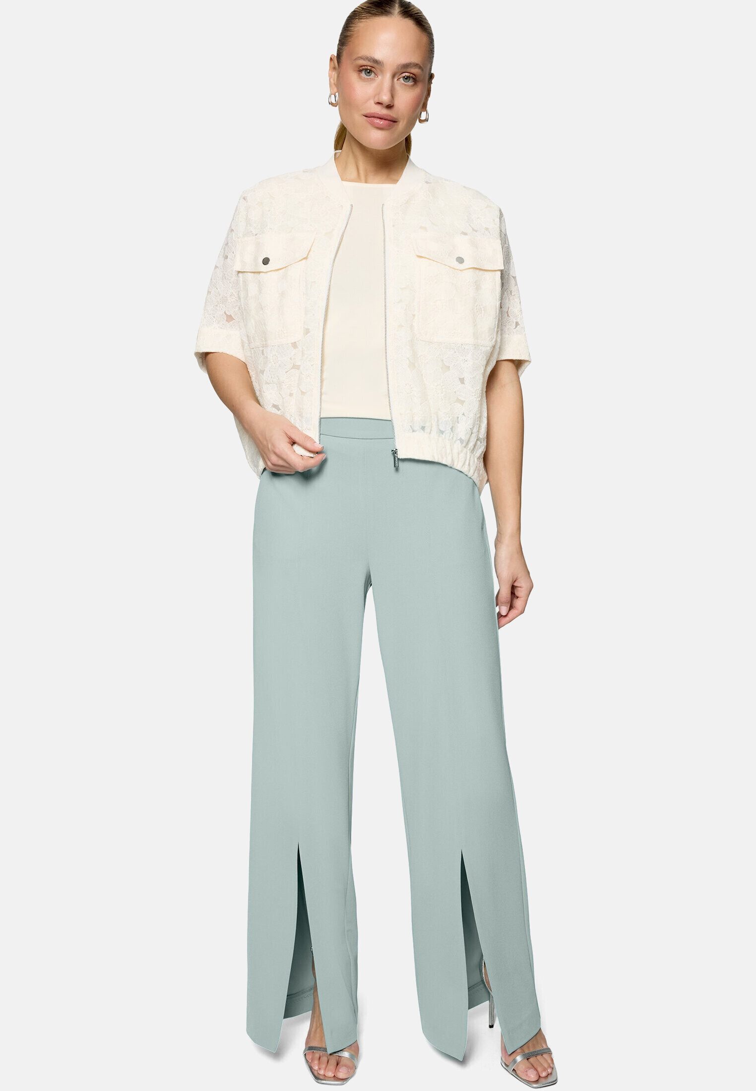 Zero Jackenblazer Damen kurzarm mit Taschen Spitze