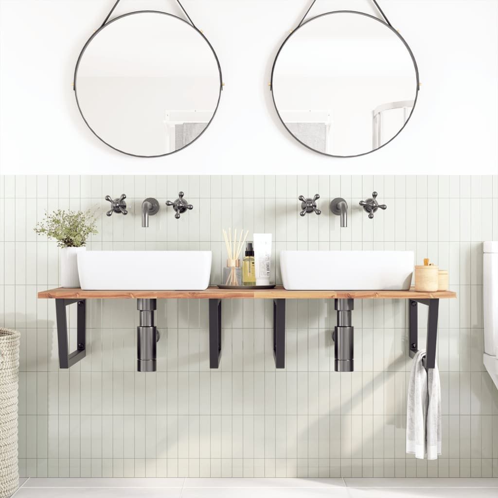 vidaXL Badezimmerspiegelschrank Waschbeckenregal Wandmontage Stahl und nholz (1-St)