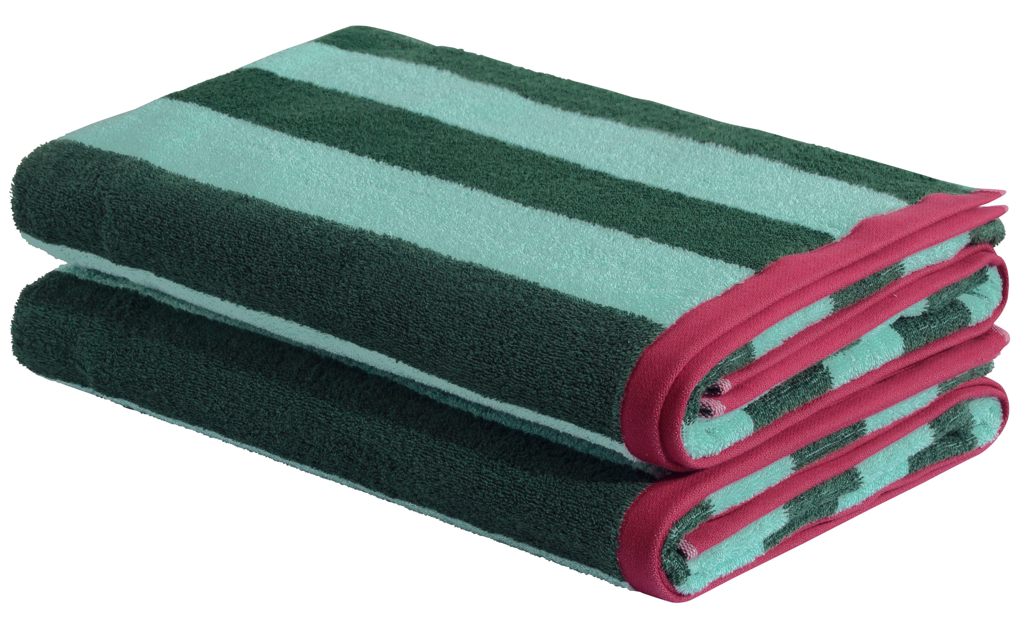 OTTO home Strandtuch Elenna, 100% Baumwolle, flauschig und weich, 500 gr/m², Frottier (2-St), Premium Strandtücher 90x180cm, Streifen, 5 Jahre Garantie