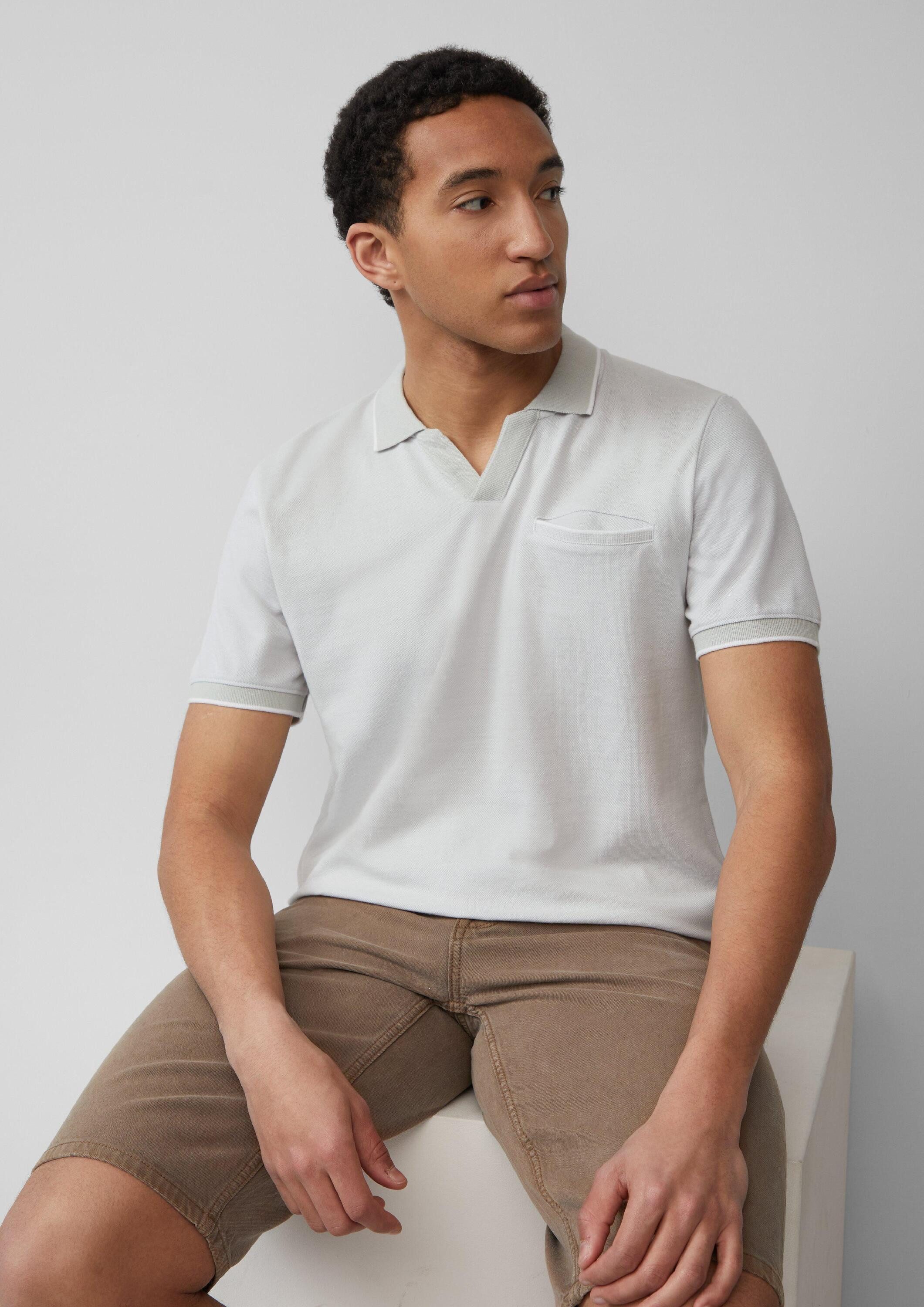 s.Oliver Kurzarmshirt Polo-Shirt Poloshirt aus zweifarbigem Piqué mit Brust günstig online kaufen