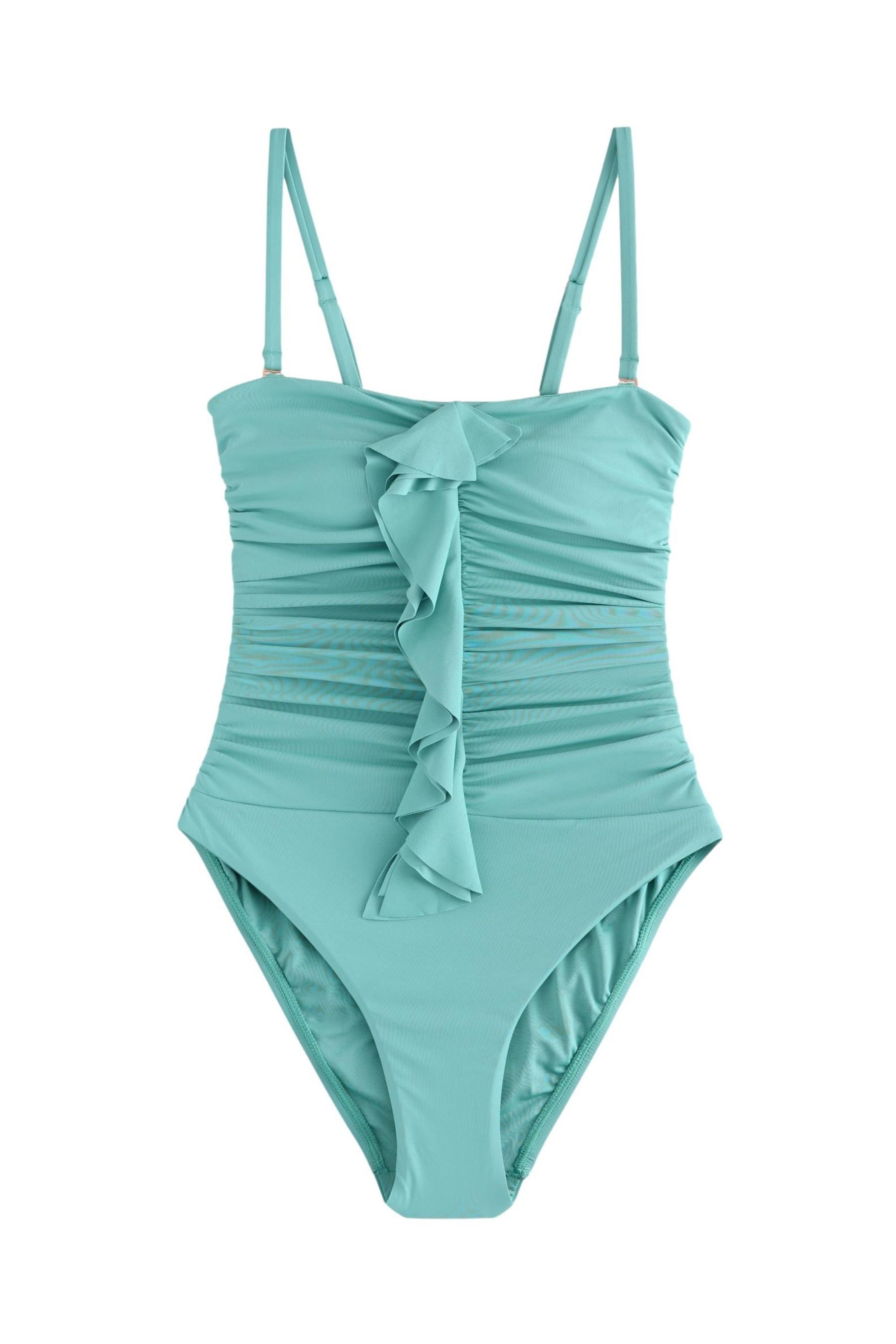 Badeanzug Bauchformender Bandeau-Badeanzug mit Rüschen