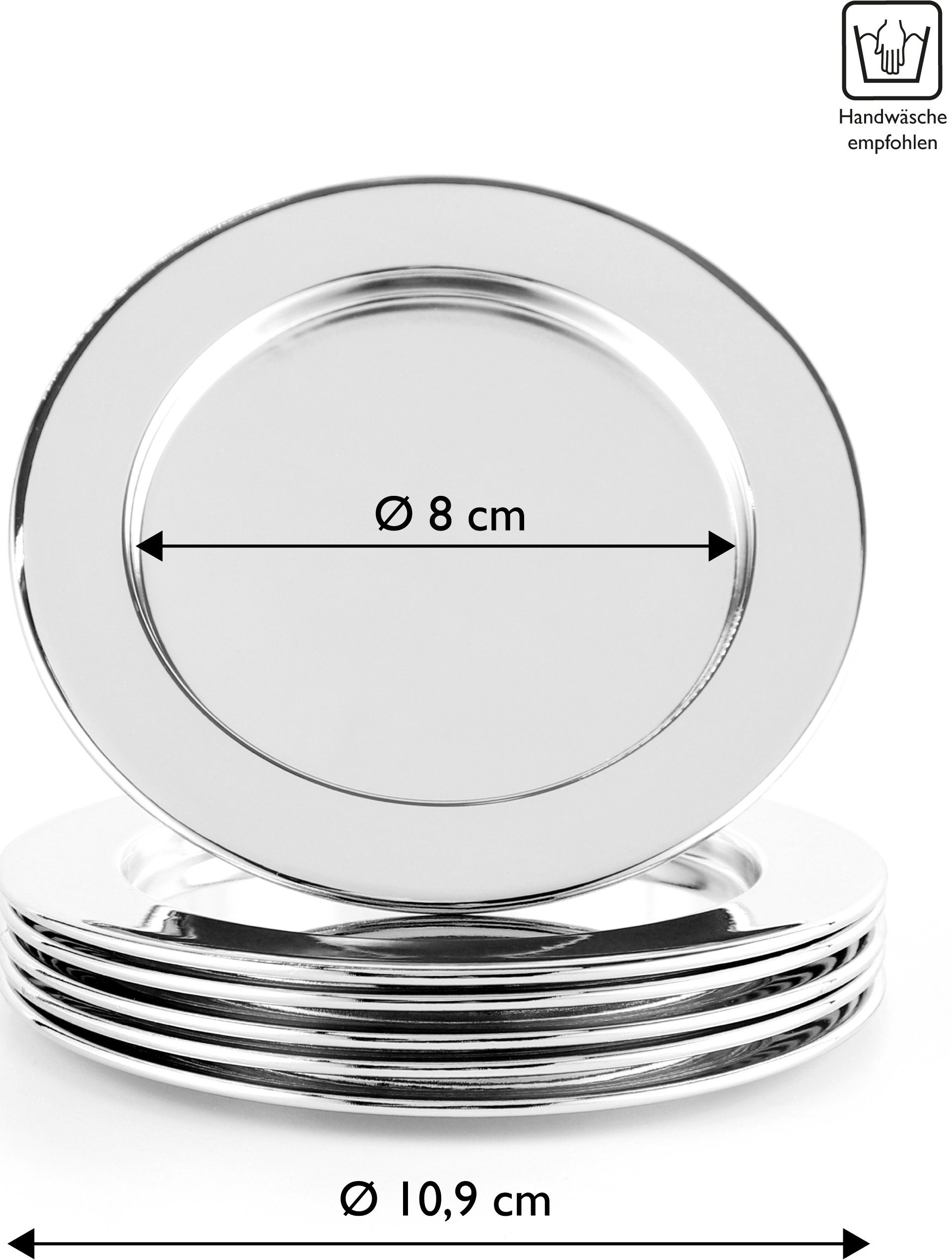 ECHTWERK Glasuntersetzer, Set, Ø rund, ca. Edelstahl, 8 cm aus Silberfarben-Edition Getränke-Untersetzer 6-tlg., Untersetzer