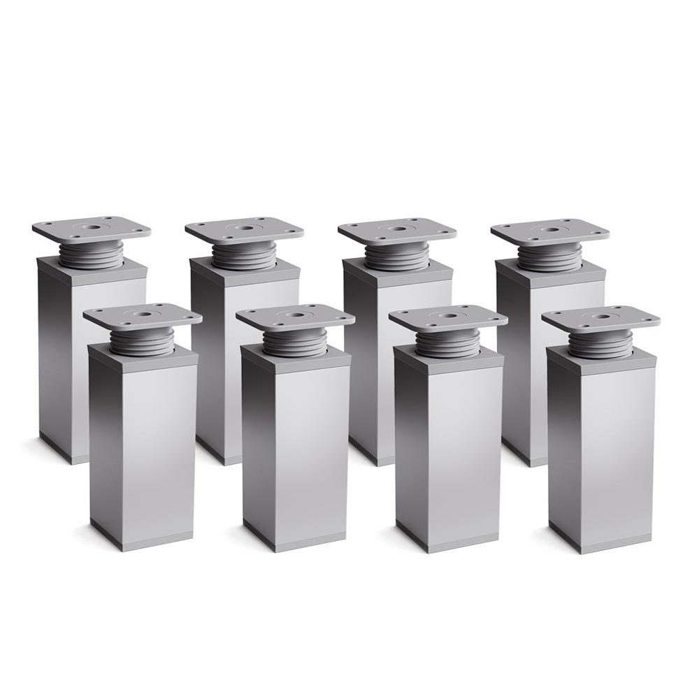 sossai® Möbelfuß Design-Möbelfüße, 4er & 8er Set, höhenverstellbar MFV1, Farbe: Alumin, (8-St), Farbe: Aluminium