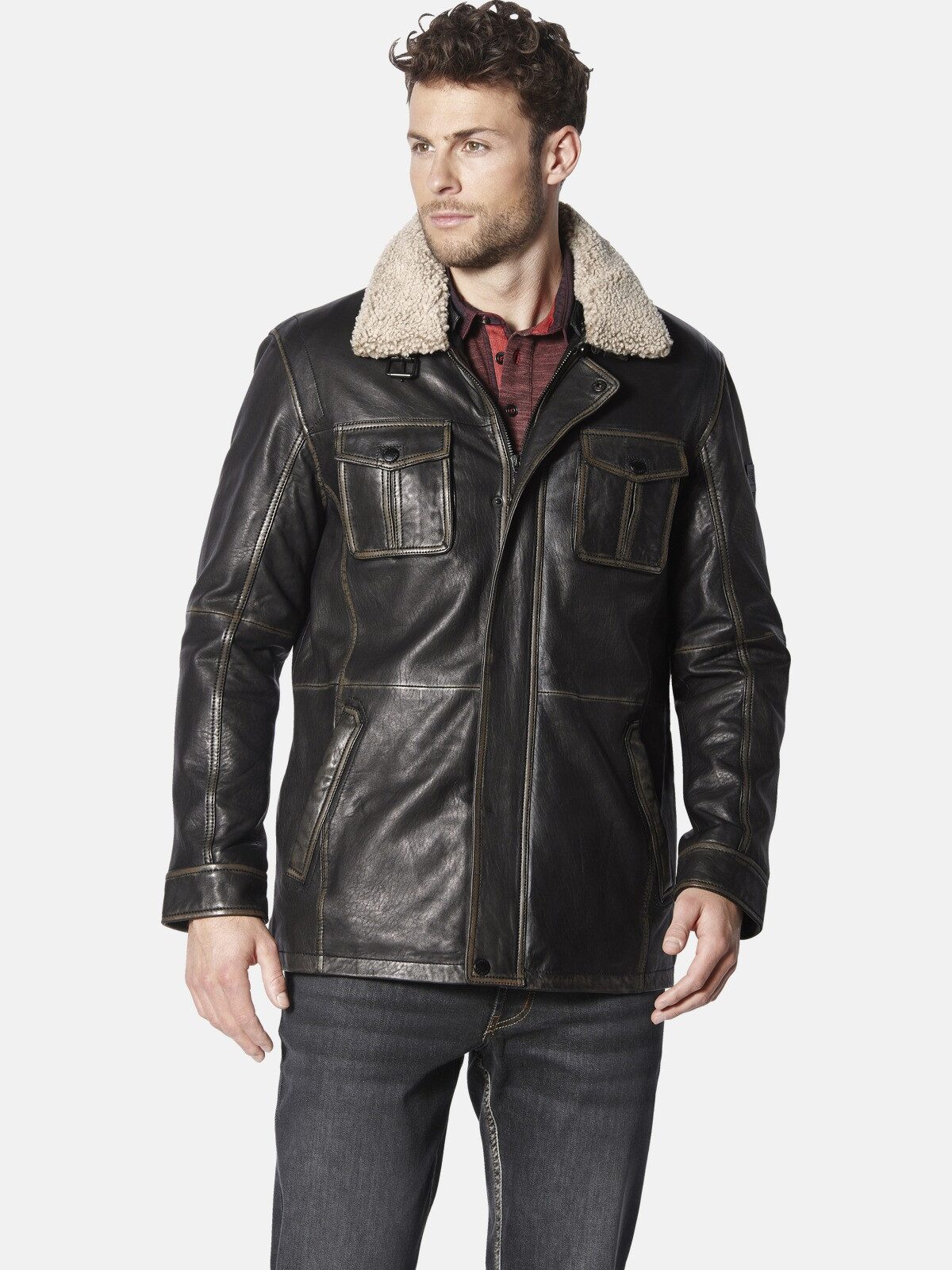Babista Lederjacke MANSITOTZI mit Lammfellkragen