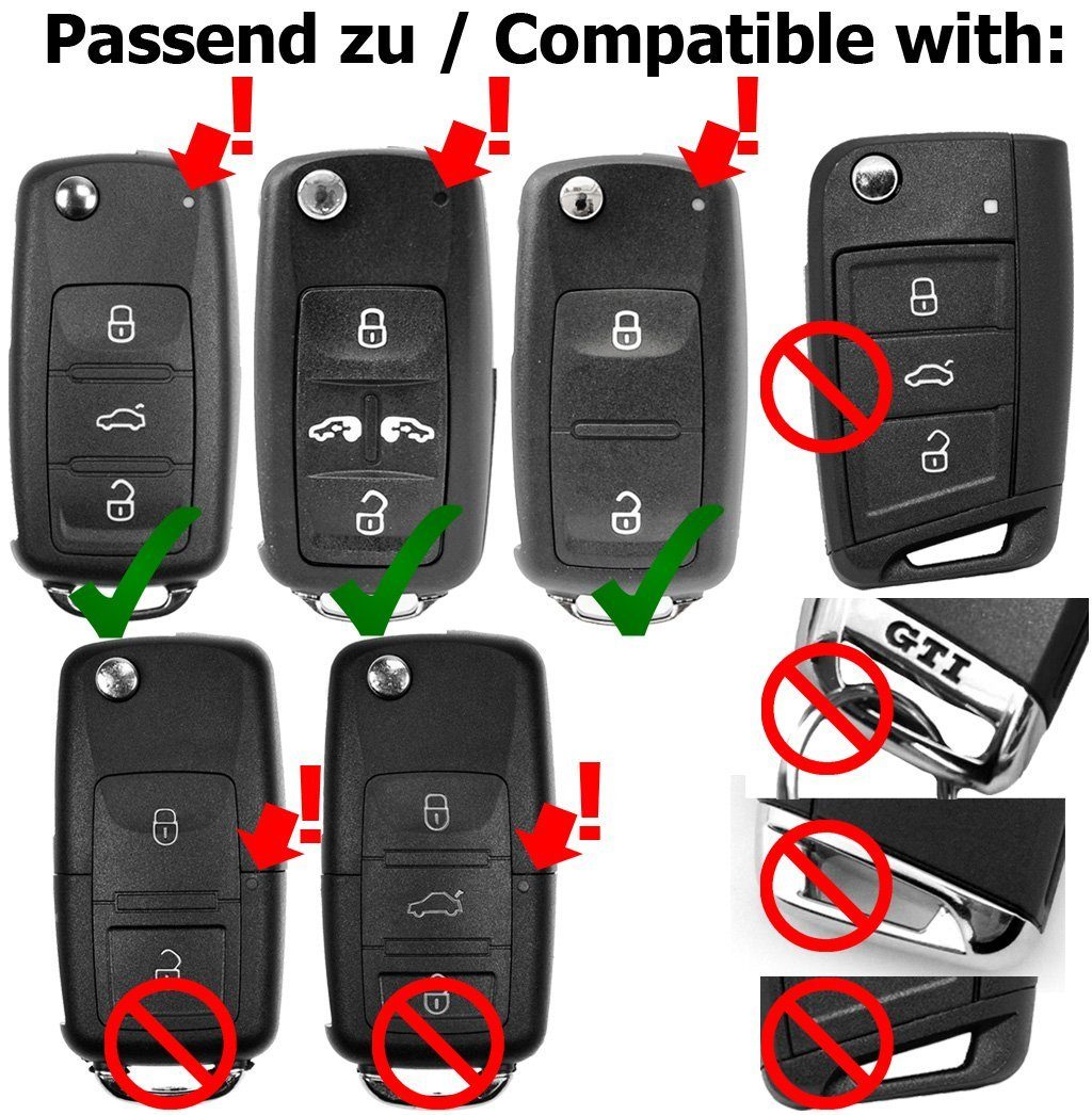 Schutzhülle Autoschlüssel mt-key Schlüsseltasche Octavia Hardcover Yeti ab 2009 Orange, Golf Polo für Schlüssel VW Ibiza Skoda UP Seat