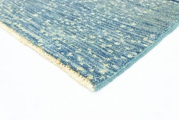 Wollteppich Designer Teppich handgeknüpft blau, morgenland, quadratisch, Höhe: 6 mm, handgeknüpft