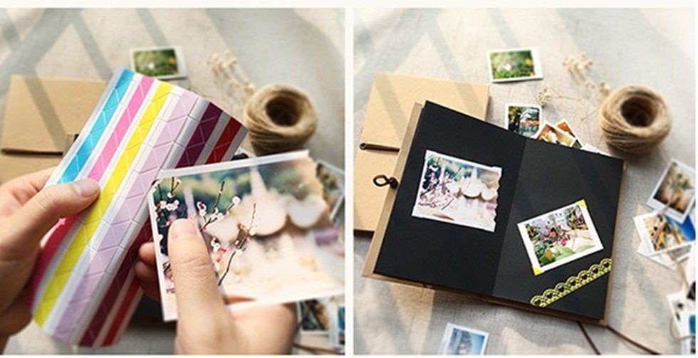 101DIYStudio Fotoalbum Babyalbum A5 mit 34 Seiten für bis 30 Fotos, Album zum Einkleben (Kreative und Stilvolle Form), Geschenk Freundin Schwester