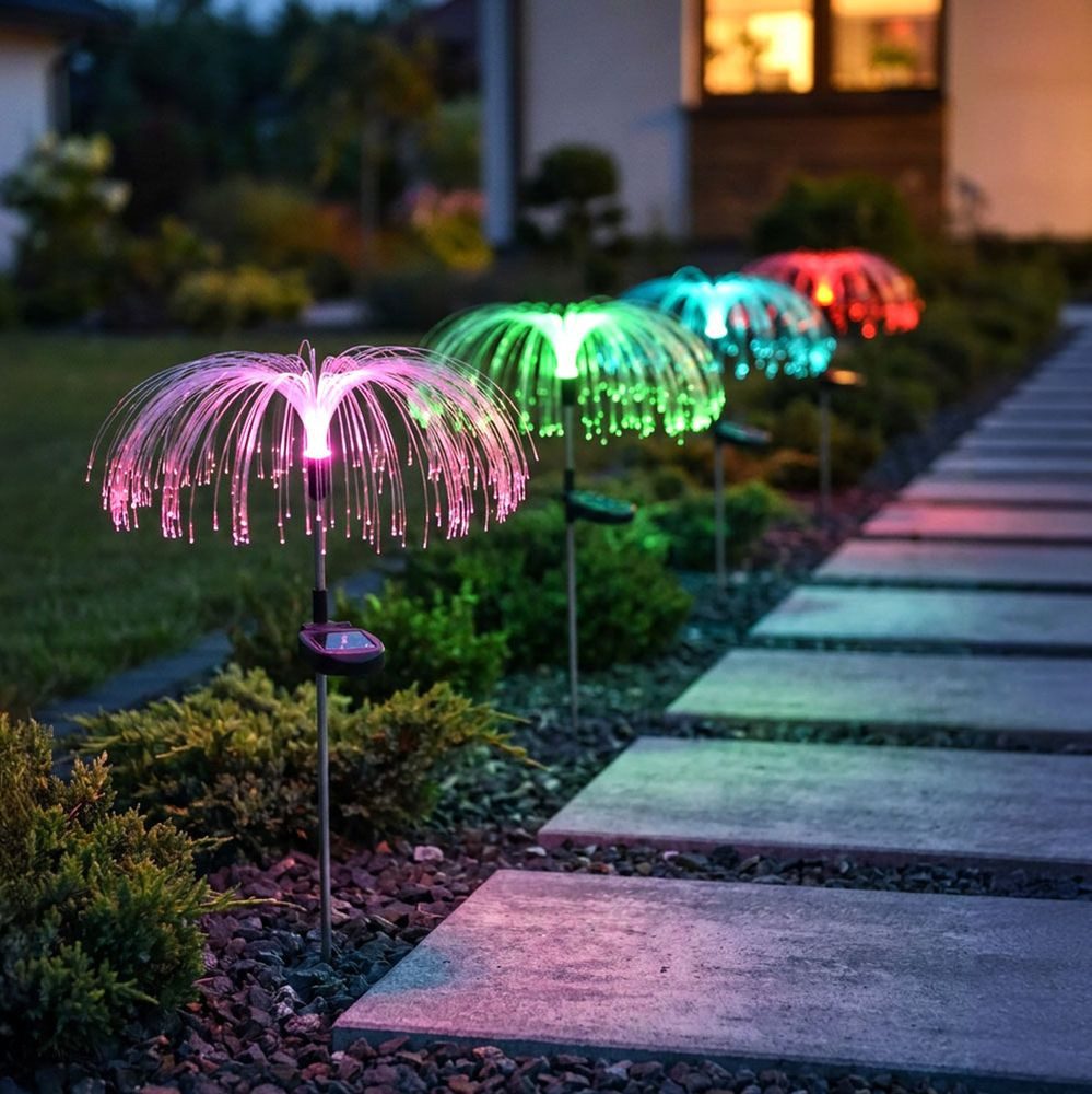 Harms Import LED Solarleuchte, LED-Leuchtmittel fest verbaut, Farbwechsel, RGB, RGB LED Solarleuchte Stecklampe Farbwechsel Gartendeko 4er Set