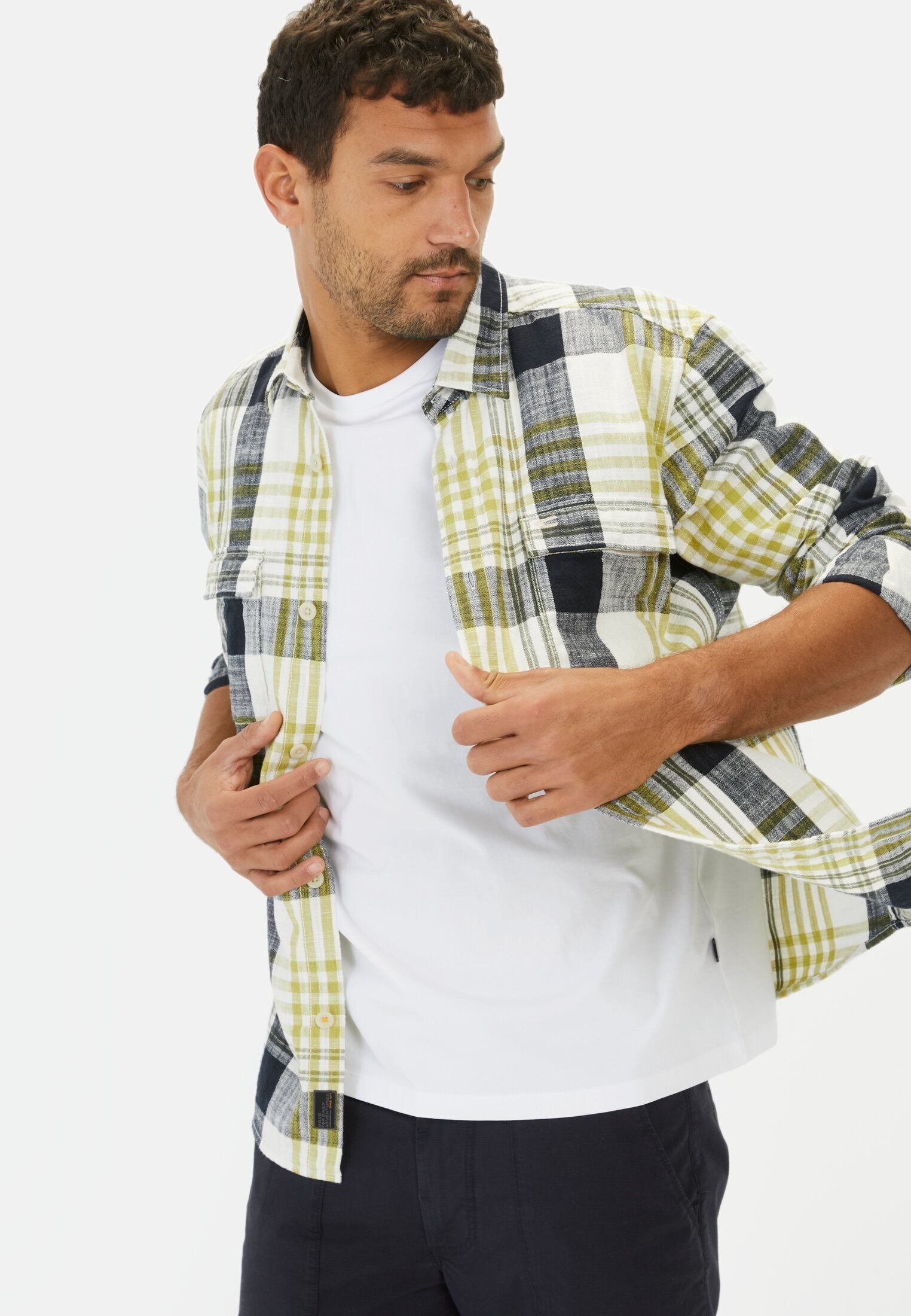 camel active Karohemd aus Baumwolle Langarm Button-Down Button-Down