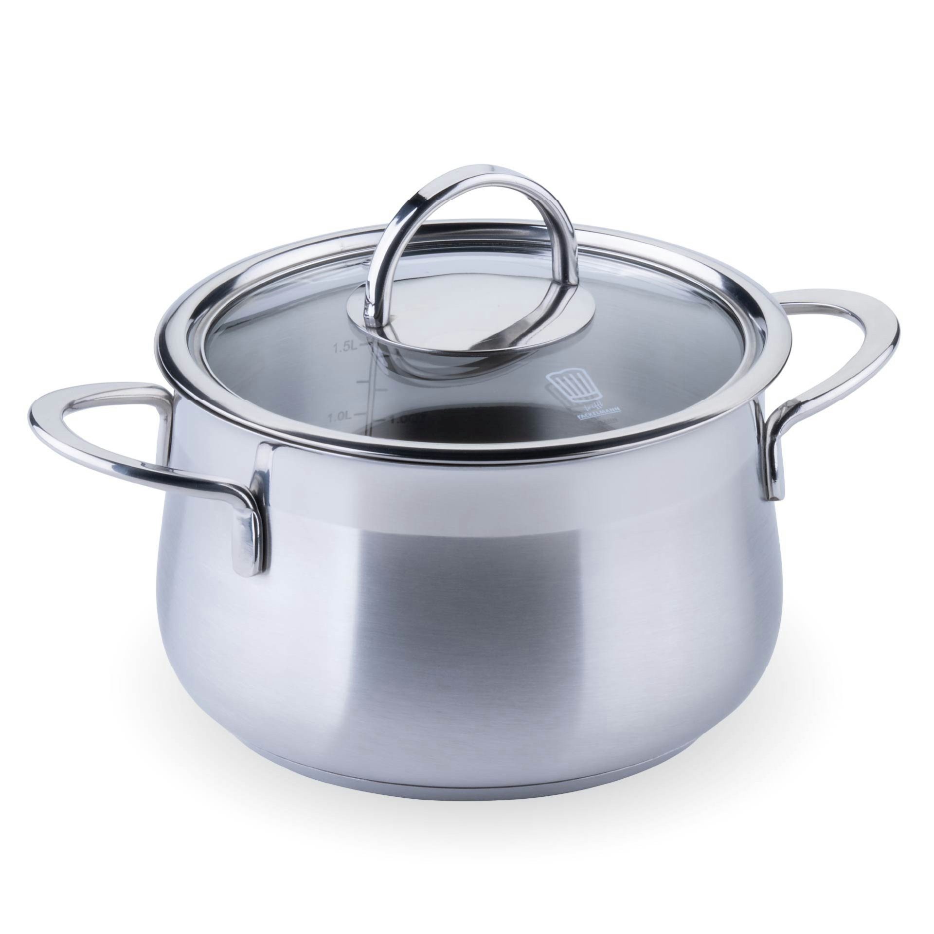 Chefkoch trifft Fackelmann Kochtopf mit Glasdeckel, Ø 16 cm, induktionsgeeignet, backofengeeignet, Topf