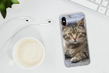 MuchoWow Handyhülle Katze - Tier - Braun - Mädchen - Kinder - Jungen - Kind, Handyhülle Apple iPhone Xs, Smartphone-Bumper, Print, Handy