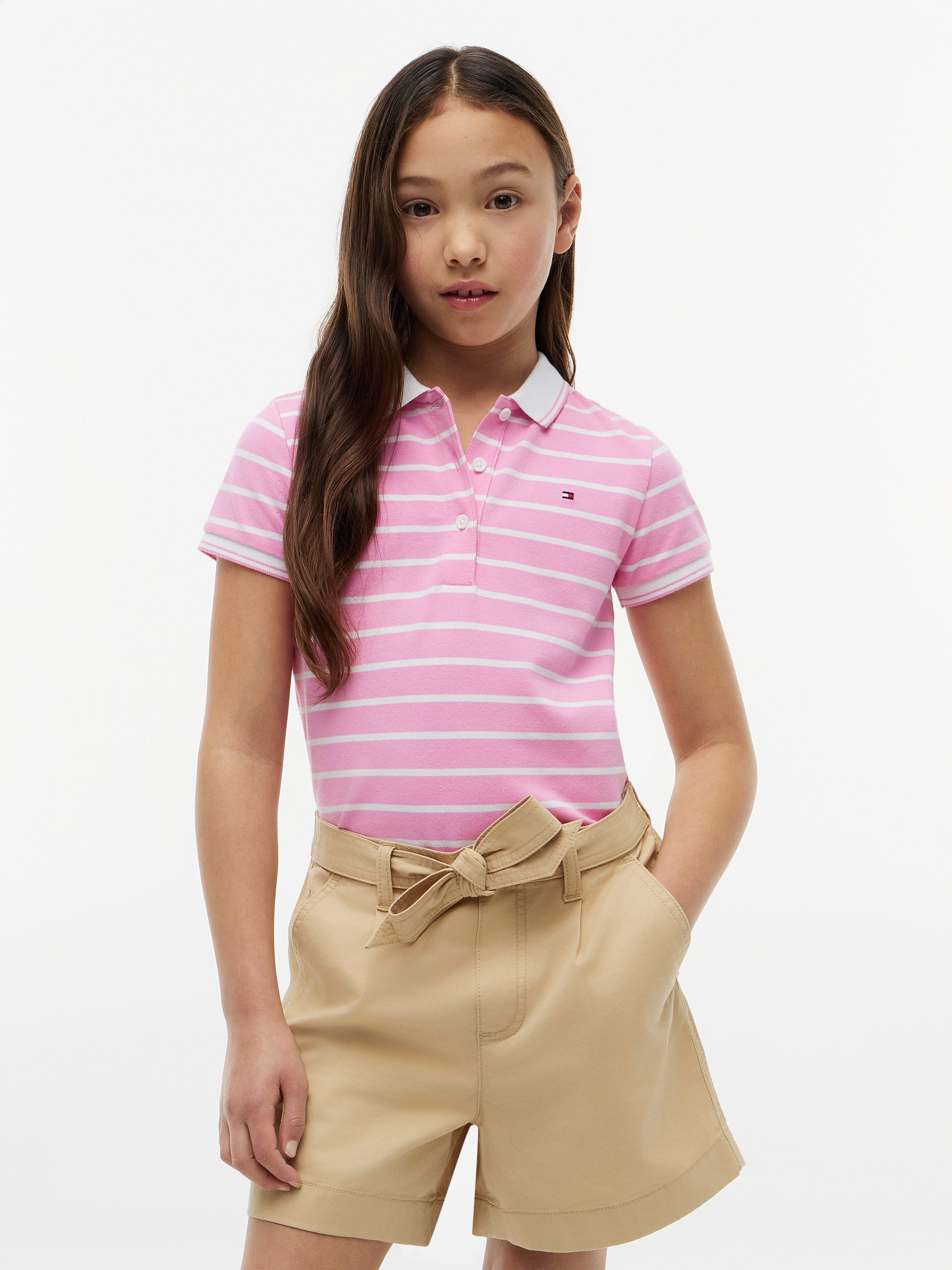 Tommy Hilfiger Poloshirt für Kinder bis 16 Jahre, Polokragen, gewellter Ärmelabschluss