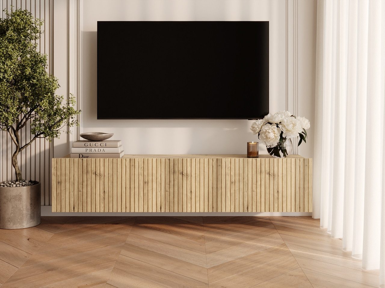 GrainGold TV-Schrank Kioto (Set, TV-Schrank) Soft-Closing-System, Breite 150 cm, für das Wohnzimmer