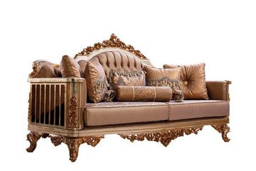 JVmoebel Wohnzimmer-Set Sofa Set 3+1 Sitzer Gold Couchtisch Sofagarnitur Wohnzimmer Luxus, (3-St., Sofa 3 Sitzer / Sessel / Couchtisch)