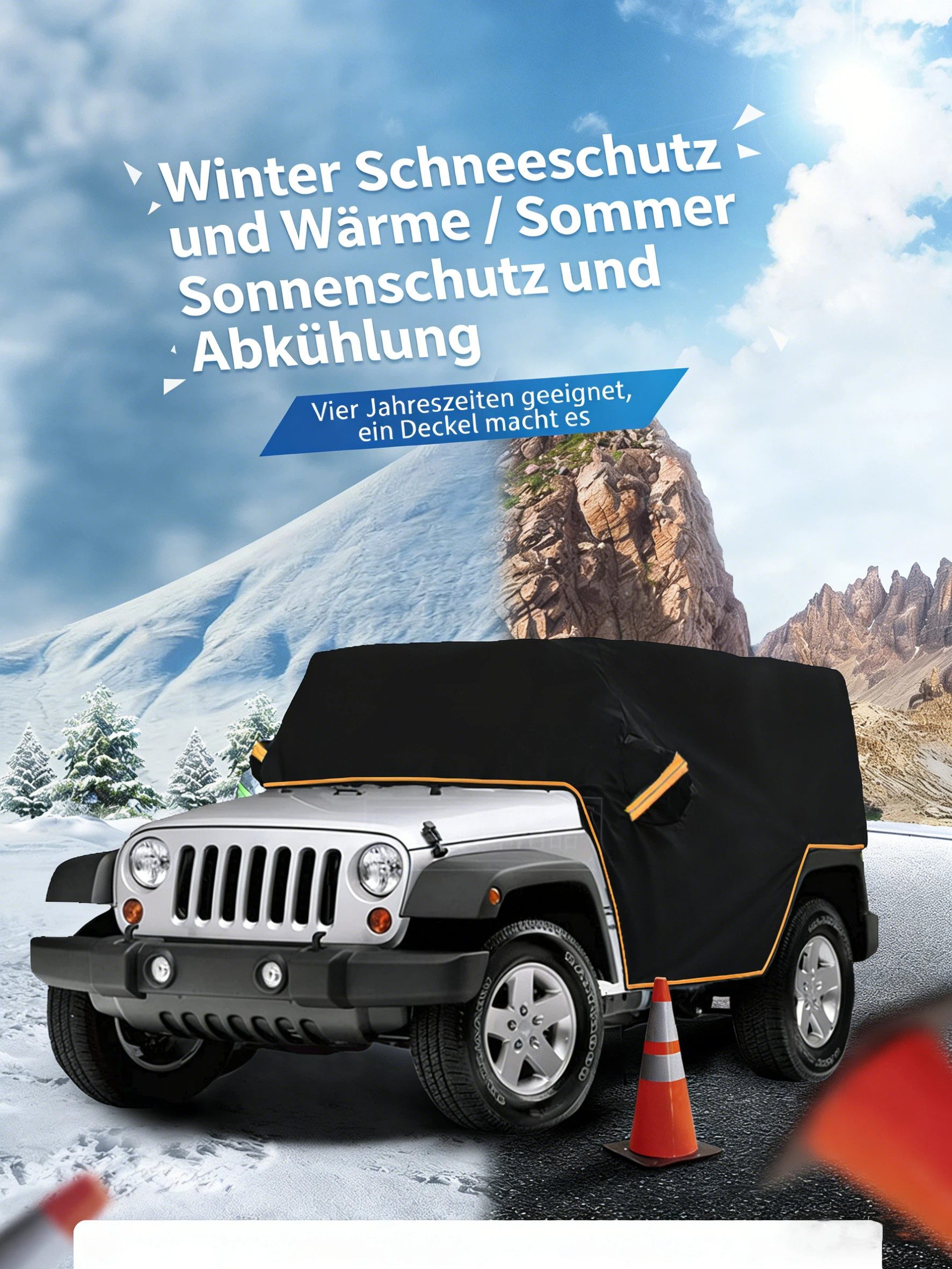 GARRYFIZH Windscreen Cover Cab Cover Dustproof Windproof Waterproof Reflective, Abrasion Resistant, Reflective Stripes, UV Resistant