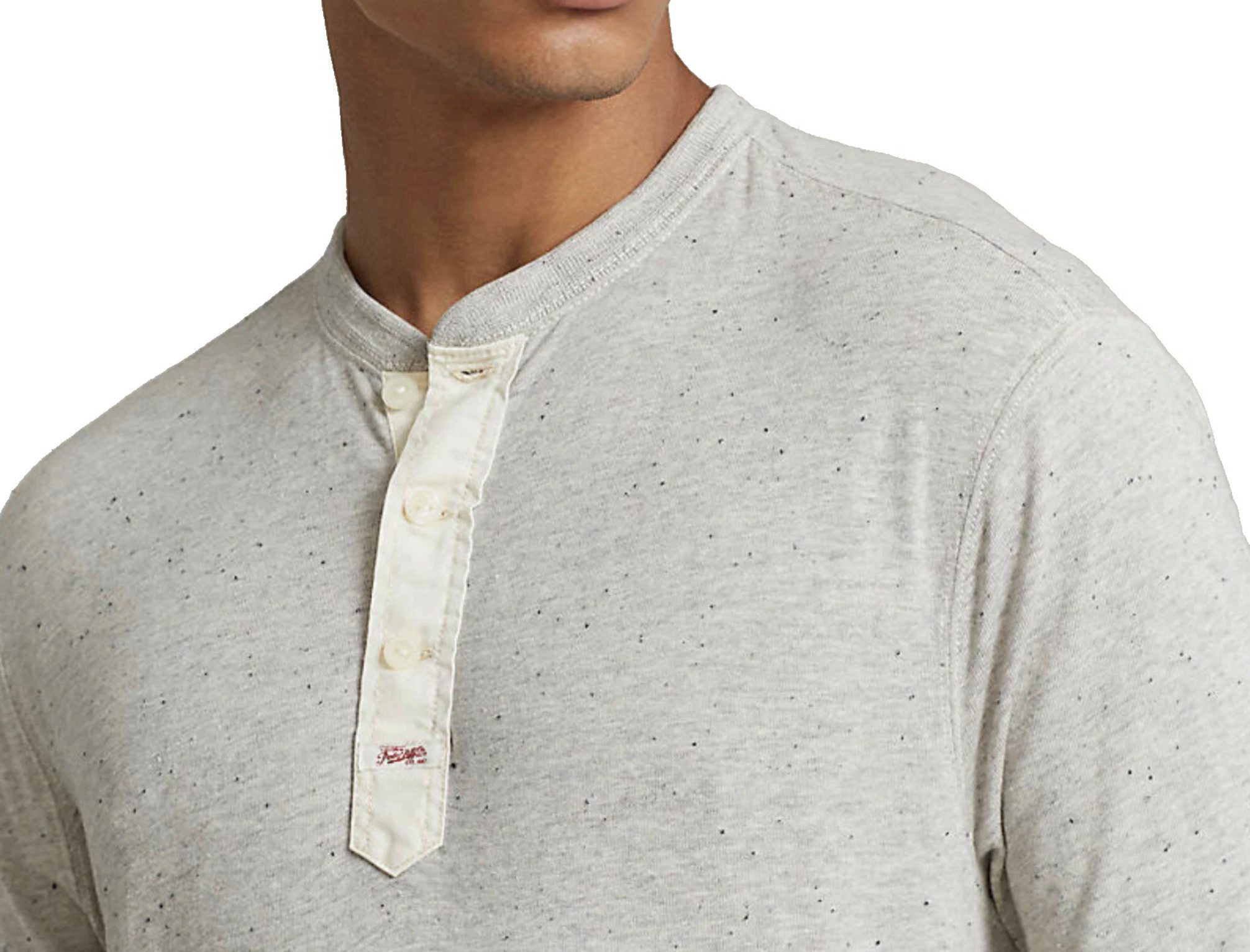 Polo Ralph Lauren Longsleeve Retro Henley Sweatshirt Knopfleiste, Henley-Kragen, Rippstrick, reiner Baumwolle
