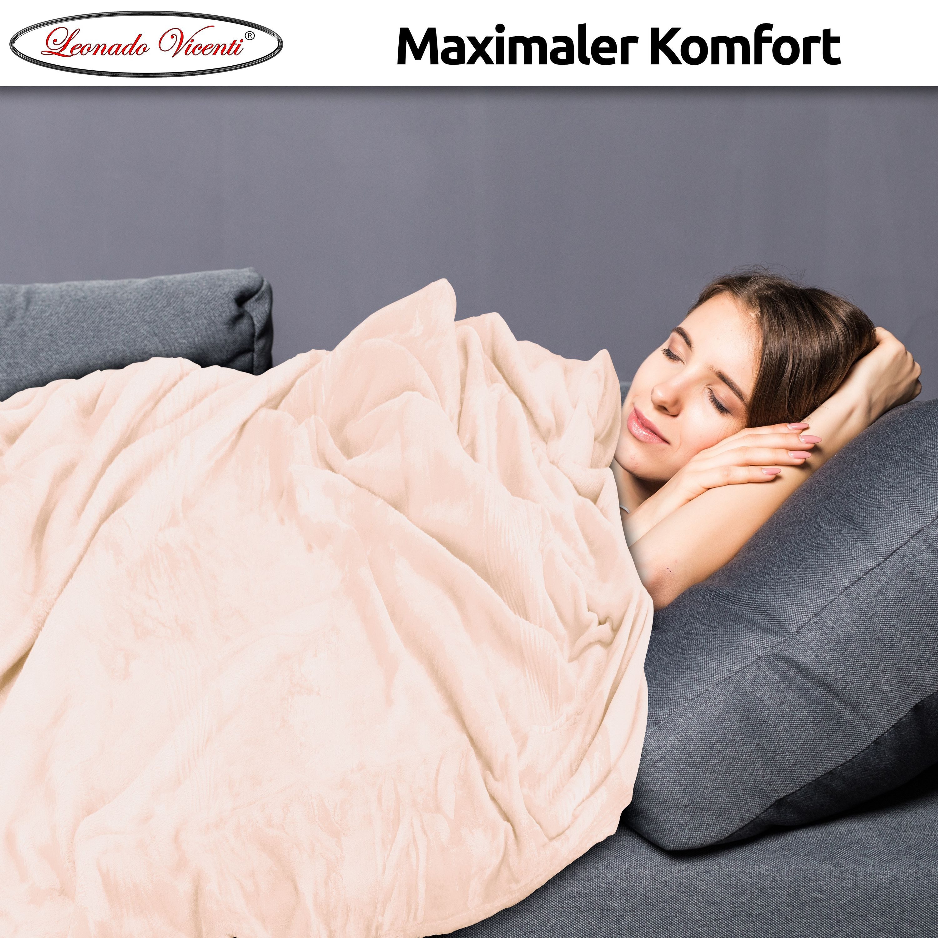 Wohndecke kuschelig warm, 2er Pack 150x200, Leonado Vicenti, Kuscheldecke flauschig weich, Einfarbig,2er Set – Bild 5 von 5