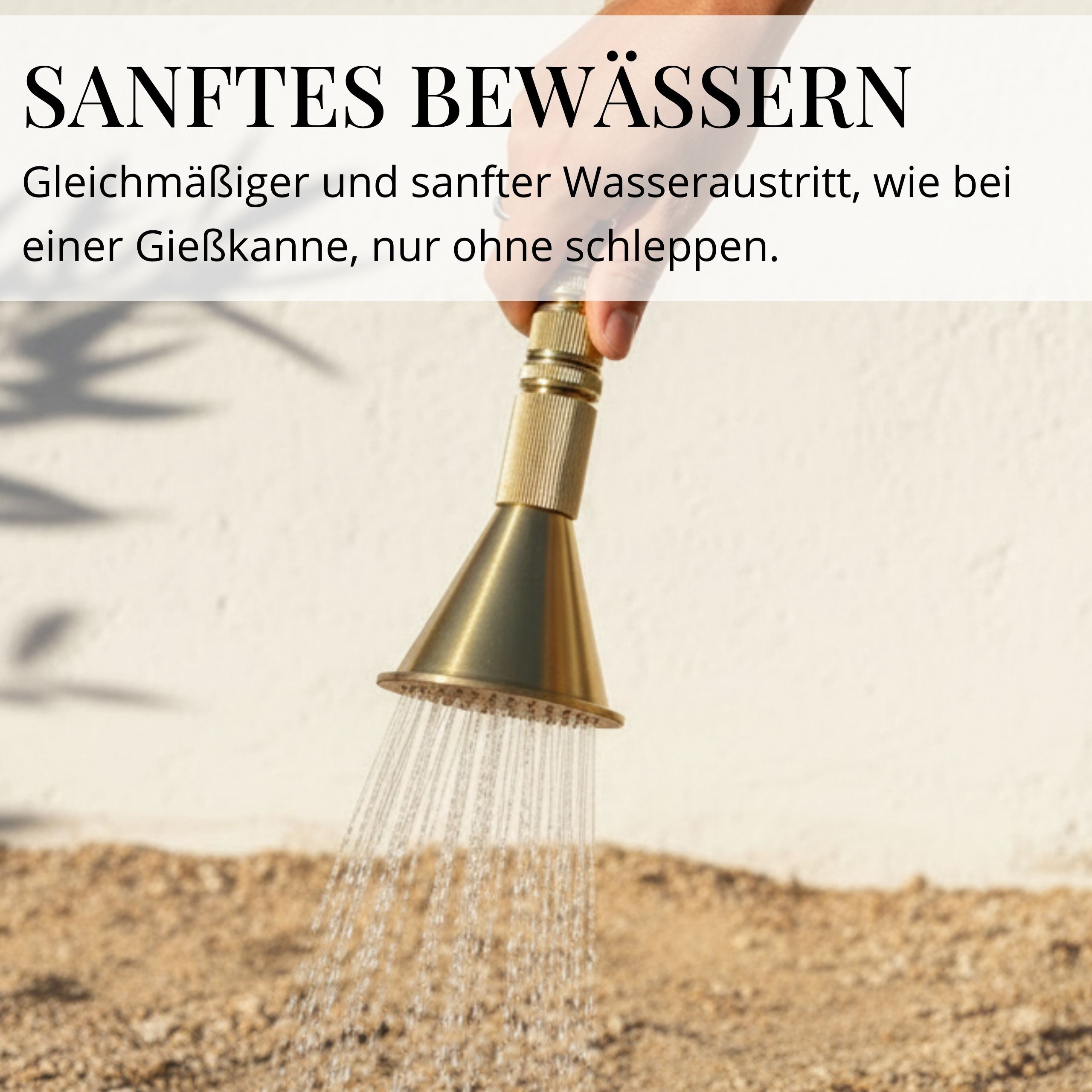LIVLIG Bewässerungsbrause Golden Blumenbrause aus Messing mit Drehventil, (2-teiliges Set (Blumenbrause + Durchflussregler), 1/2 Zoll Anschluss), Hochwertiges Messing