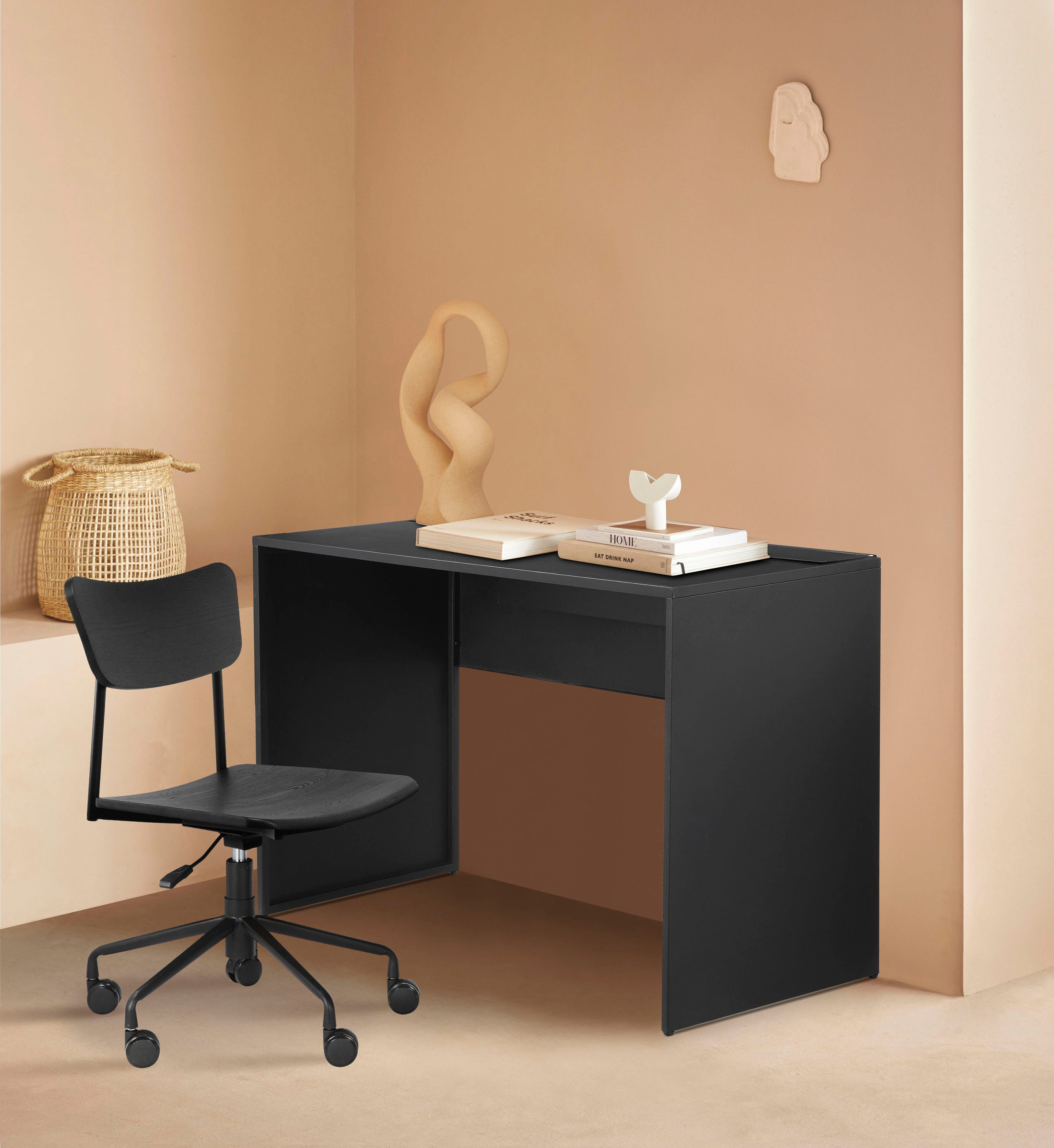 in Massivholz, LeGer Farben, Lena Gercke Meyra, Home 2 cm by 47 Bürostuhl Sitzbreite Höhenverstellbar, schwarz