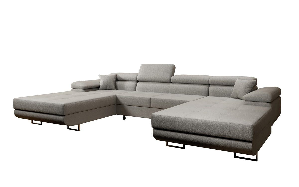 Luxusbetten24 Schlafsofa Designer Sofa Calvera U in Bouclé, mit Stauraum und Schlaffunktion