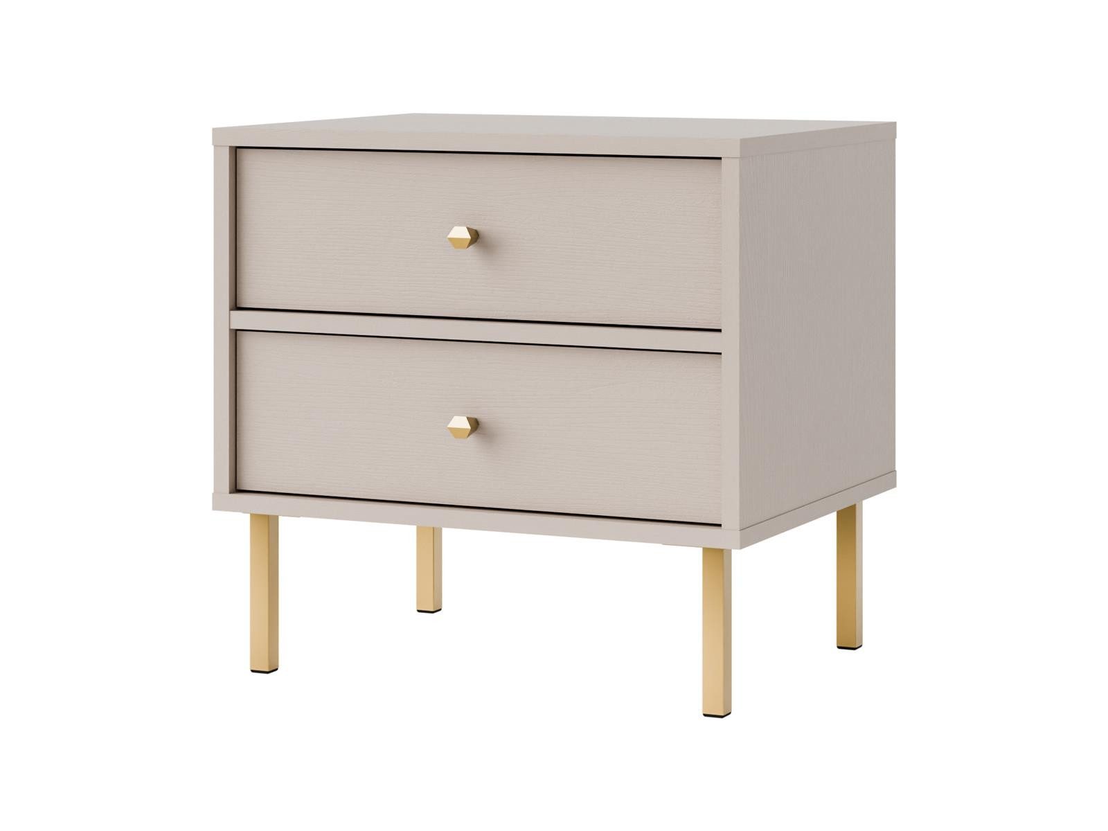 Compleo Nachttisch mit 2 Schubladen, Nachtschrank Klassik Design, ideal für ein modernes Schlafzimmer
