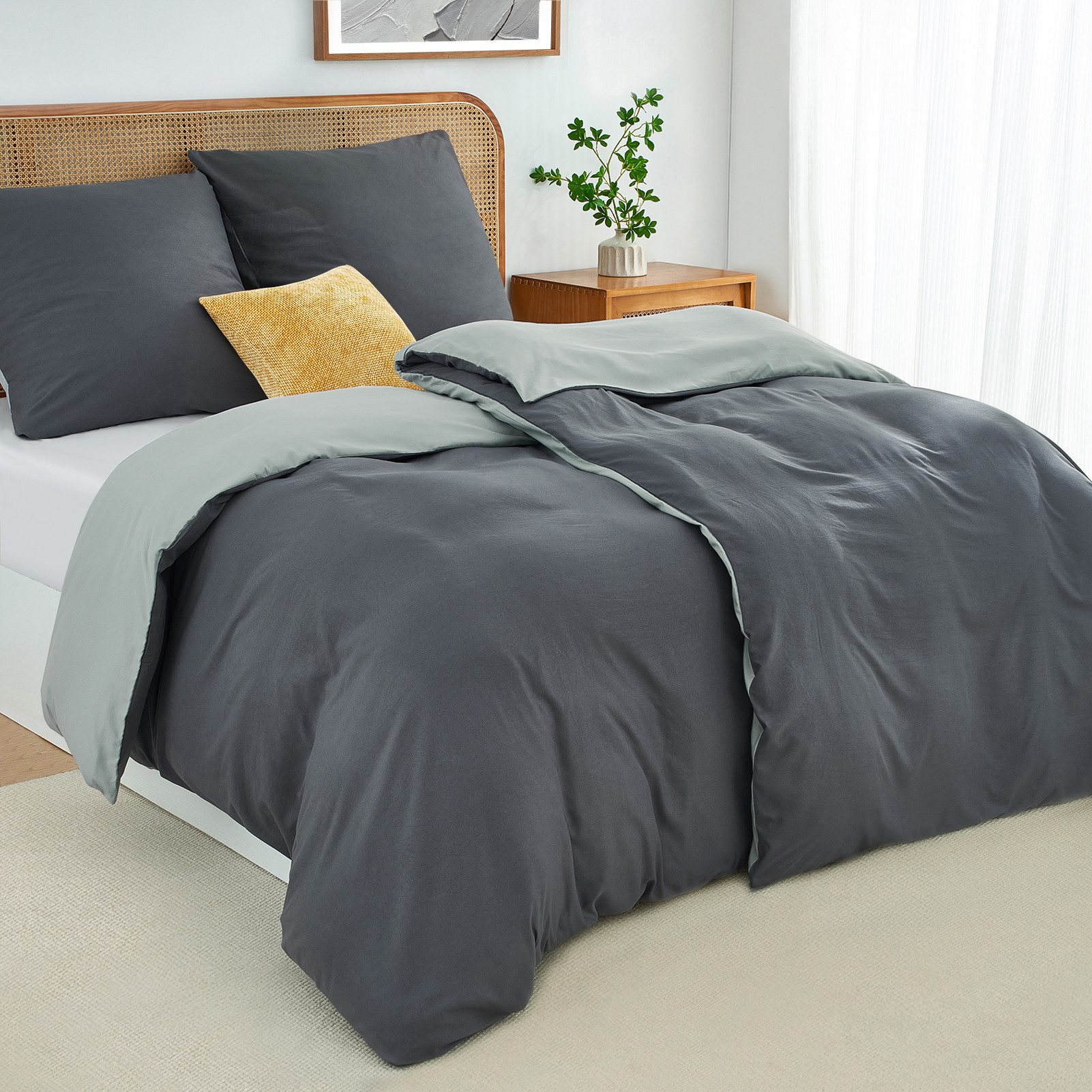 Topfinel Bettwäsche 135x200cm, Seersucker Bettwäsche-Sets, bügelfrei, günstig online kaufen