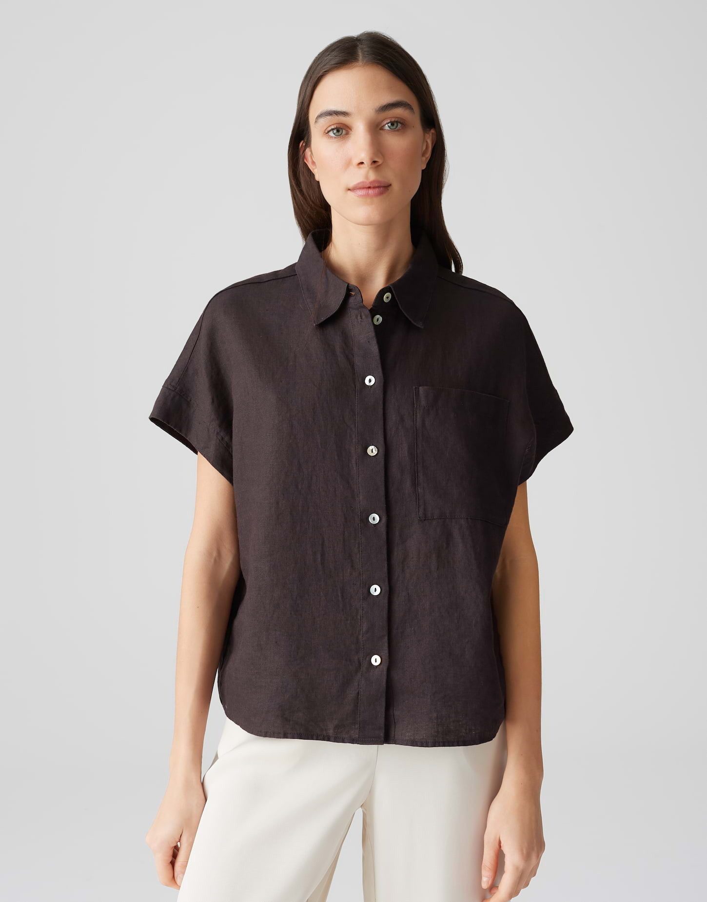 OPUS Kurzarmbluse FELISA Regular aus Leinen günstig online kaufen