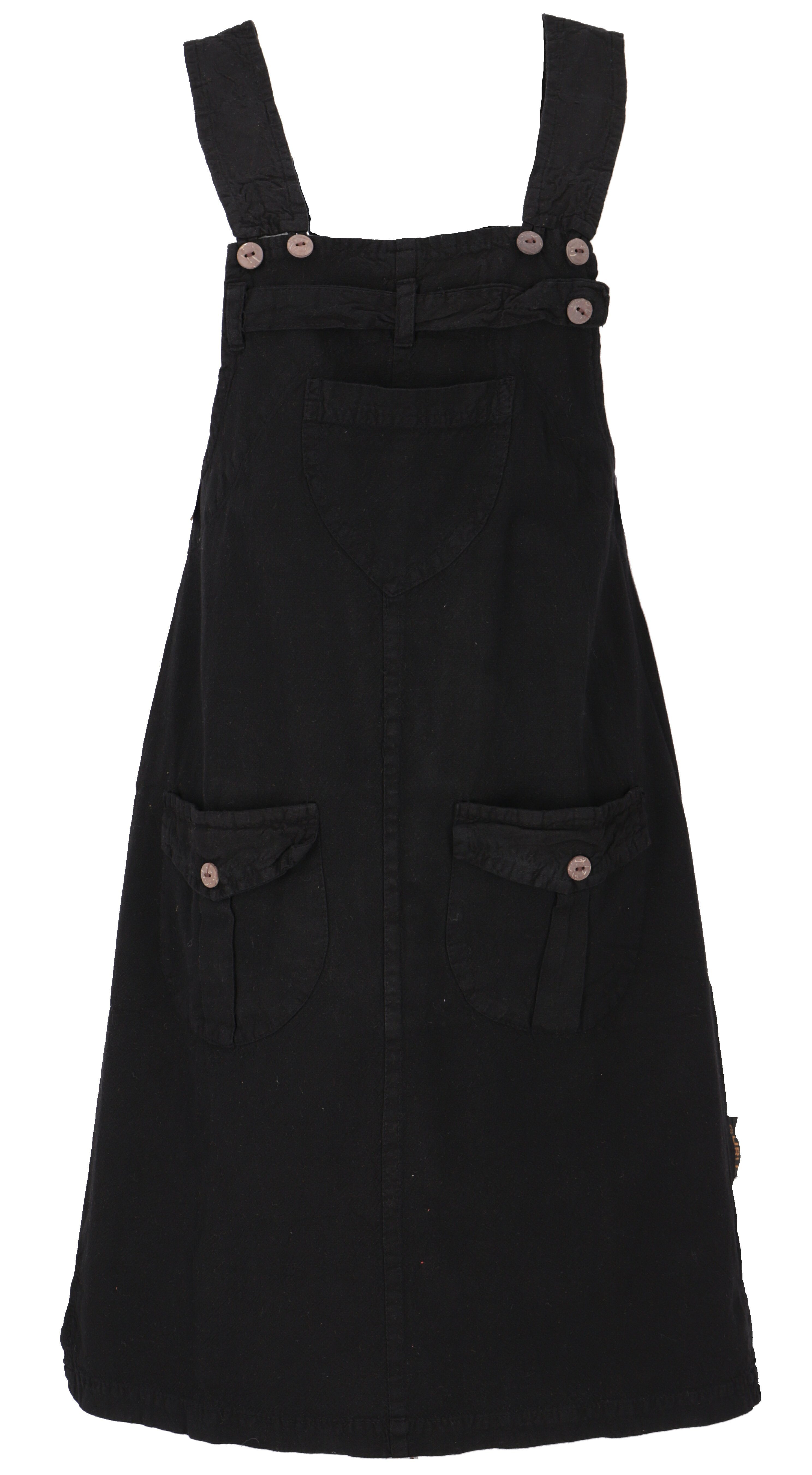 Guru-Shop Minirock Latzrock, Trägerkleid, Hippierock - schwarz alternative Bekleidung