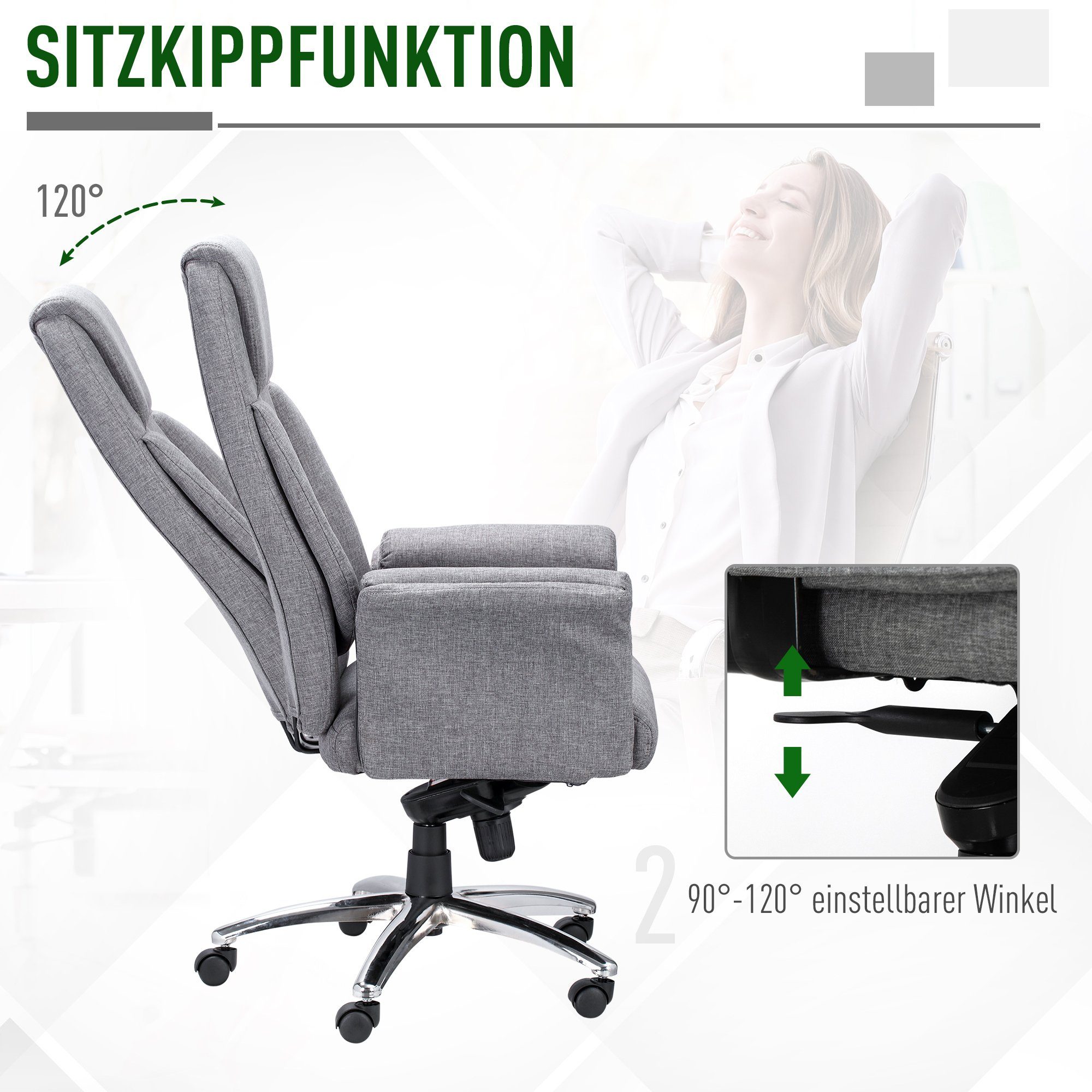 Vinsetto Schreibtischstuhl Bürostuhl  ergonomisch