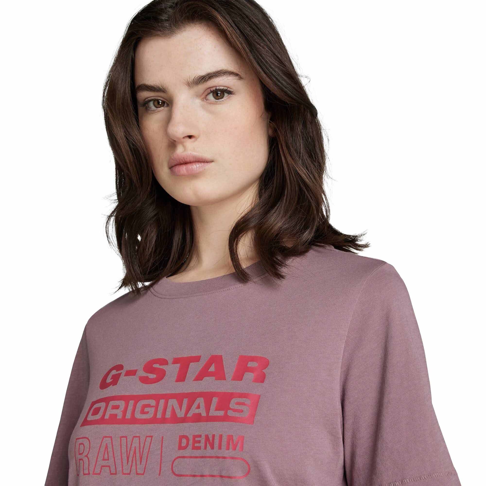 Regular T-Shirt - Label Damen RAW Originals T-Shirt G-Star Fit Lila