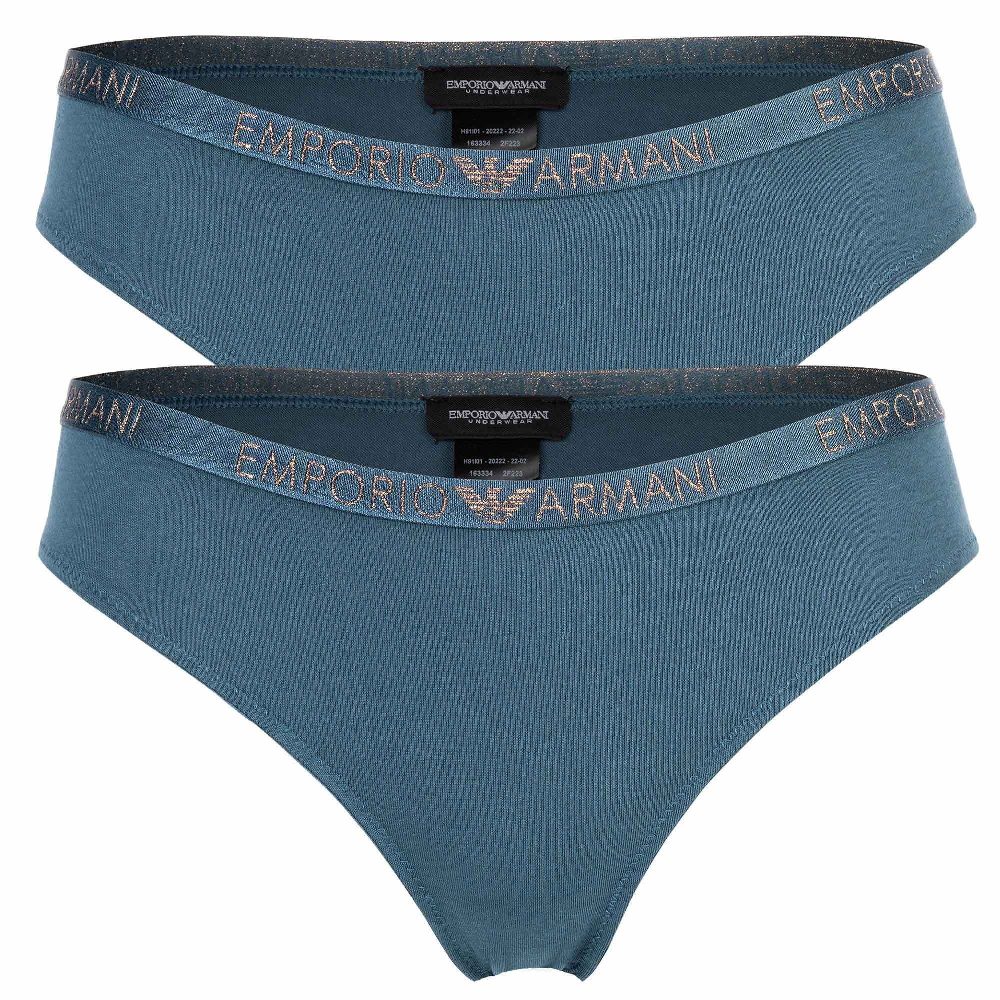 Emporio Armani Slip Damen Slip, 2er Pack - BI-PACK BRIEF, Cotton Blau