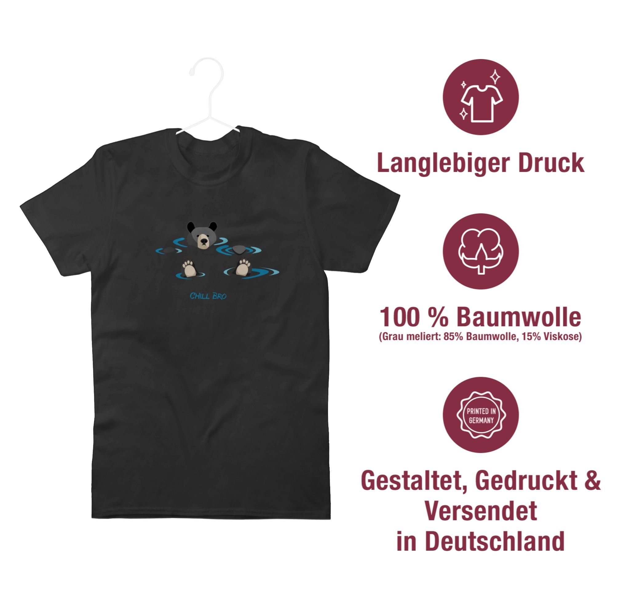 Männer lustiges Chill Geschenke Bro Bärenmotiv Schwarz Shirtracer & Herren 02 T-Shirt