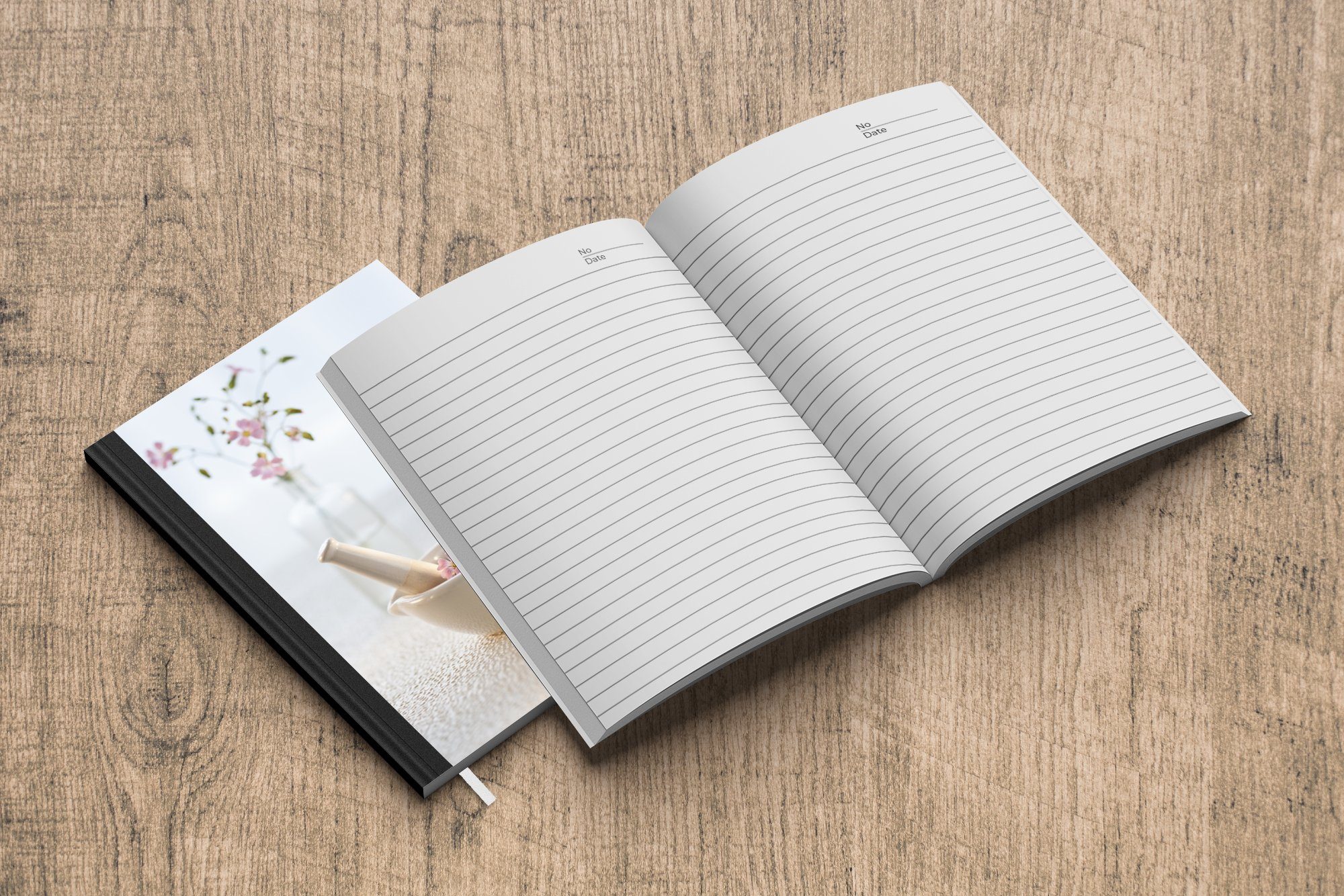 MuchoWow Notizbuch Ein 98 Journal, Haushaltsbuch Merkzettel, rosa mit Seiten, Mörser A5, Blütenblättern, Notizheft, Tagebuch