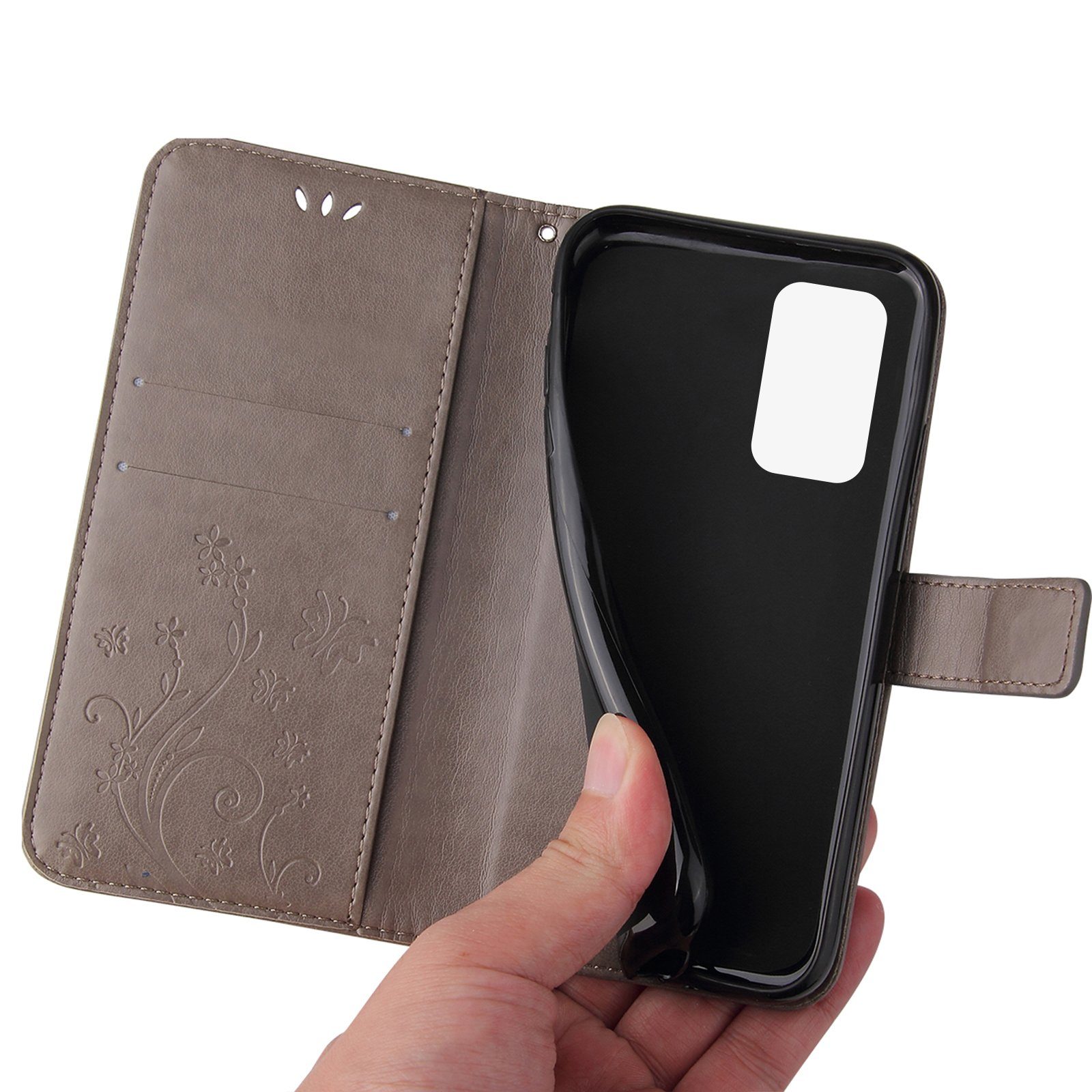 Tec-Expert Handyhülle Cover Tasche Hülle für Samsung Galaxy S20 6,2 Zoll, Klapphülle Case mit Kartenfach Fliphülle aufstellbar, Motiv Blumen