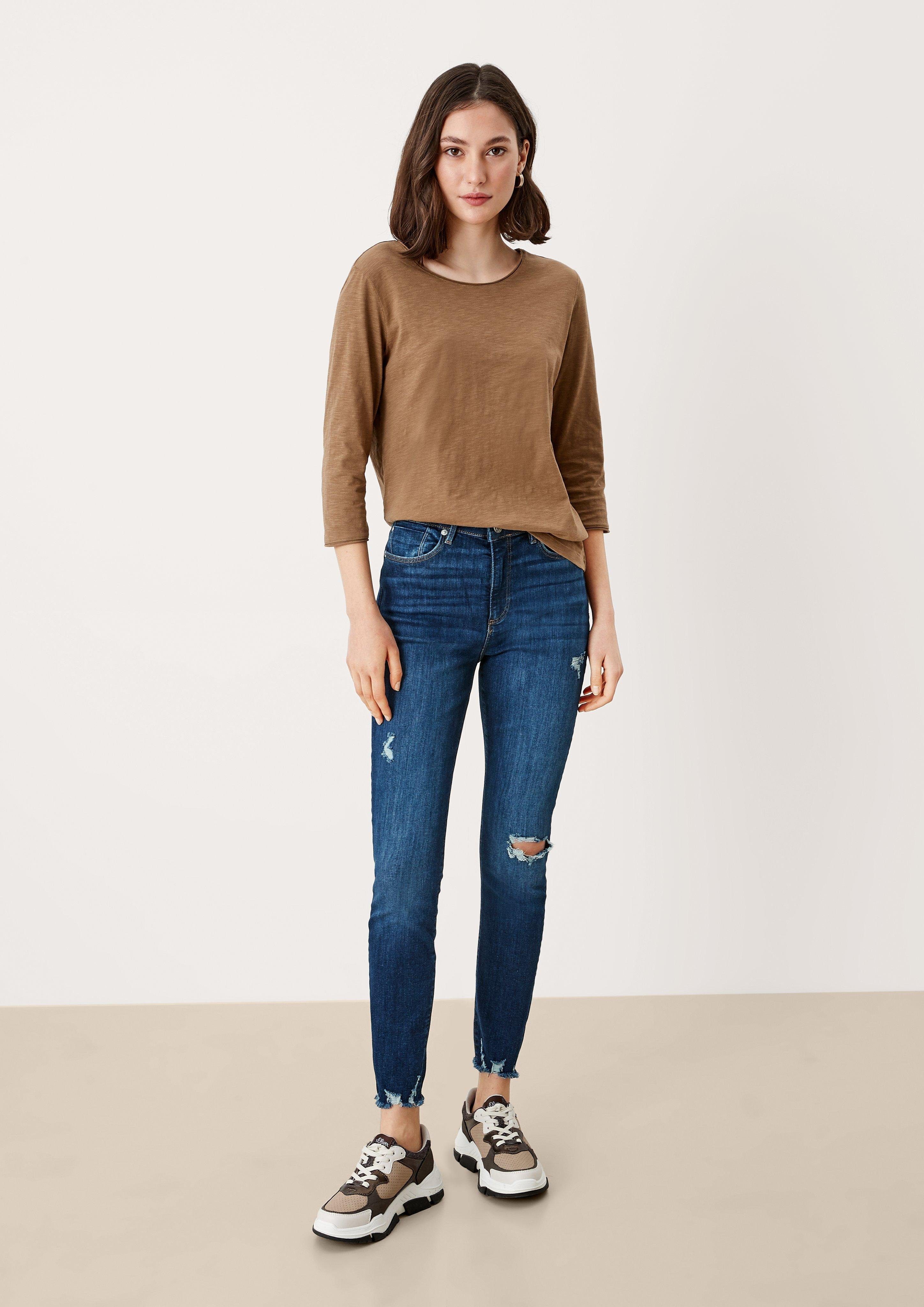 s.Oliver 7/8-Jeans Ankle-Jeans Izabell / Skinny Fit / Mid Rise / Skinny Leg Destroyes, Waschung