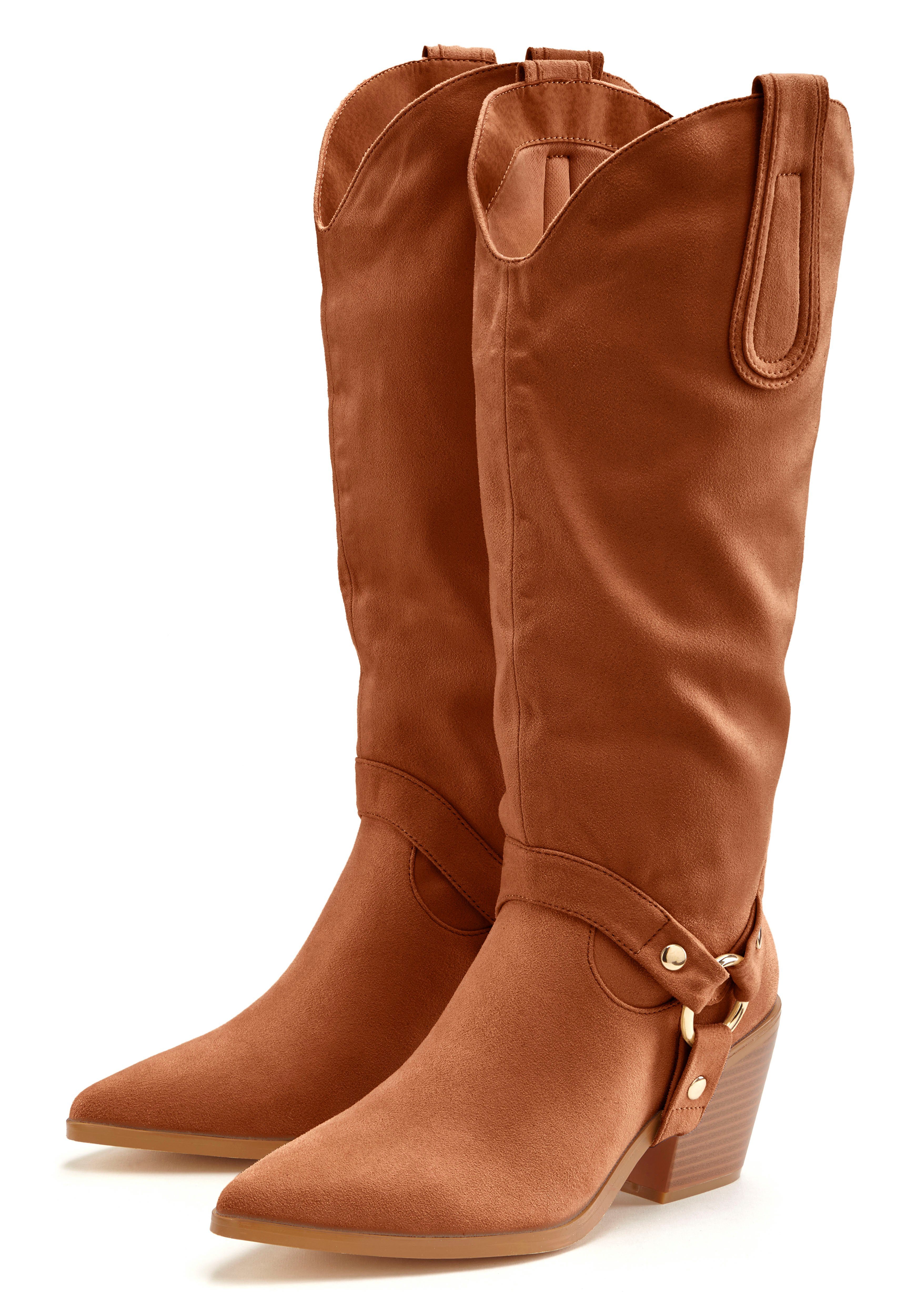 LASCANA Stiefelette Cowboy Stiefel,Slouchy Boots mit abnehmbarem Schaft,Boo günstig online kaufen