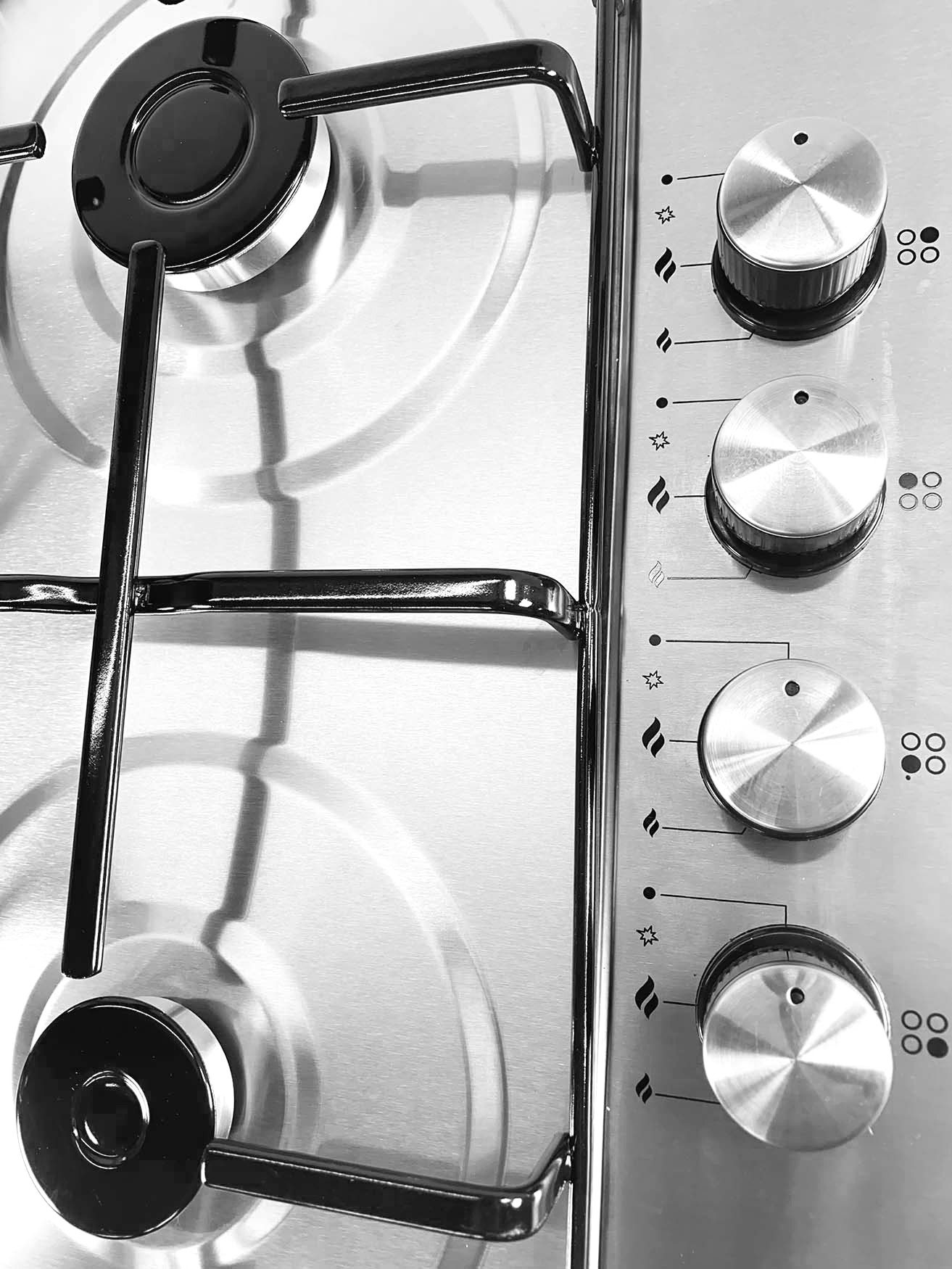 GARDINGER Taschenkocher Haushaltskocher prime 4-flammig Edelstahl Einbau-Kochplatte Piezo, (1-St), Anschluss Mehrweg-Propanflasche, Aluminiumbrenner