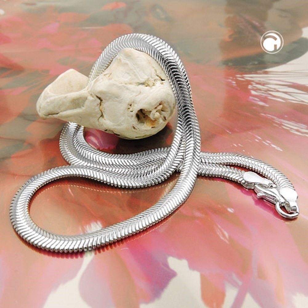 unbespielt Silberkette Halskette 4 mm 45 Silberschmuck flach Schlangenkette 925 cm, Damen glänzend Silber und Länge Herren für