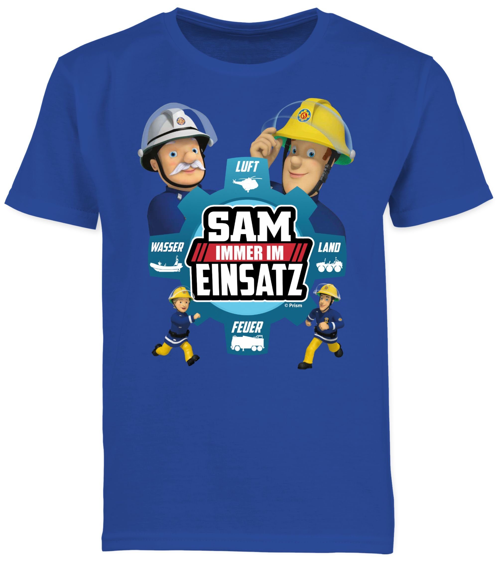 Shirtracer T-Shirt Sam - Immer Royalblau 03 im Sam Einsatz Jungen Feuerwehrmann