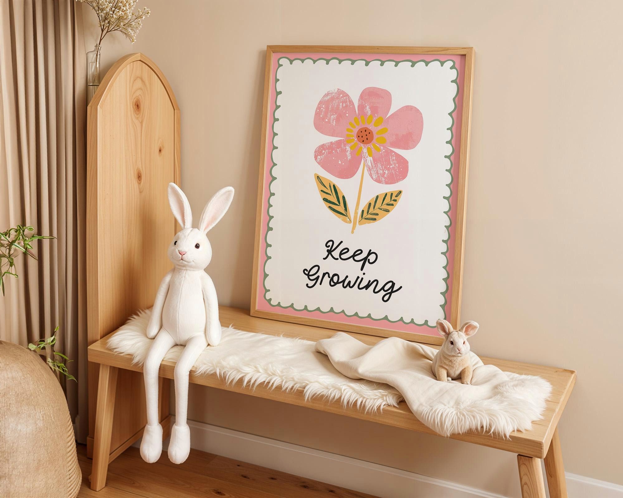 JUSTGOODMOOD Poster Premium ® Blume Keep Growing Spruch Liebevolle Deko Kinderzimmer, (1 St), verschiedene Größen wählbar