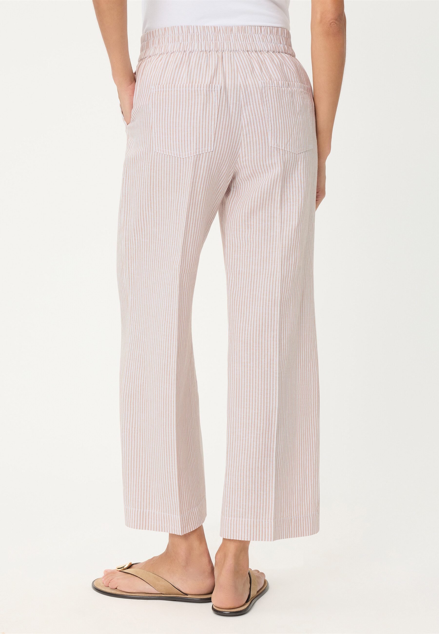 Olsen Stoffhose Hose mit Streifen aus Leinen-Baumwoll-Mix