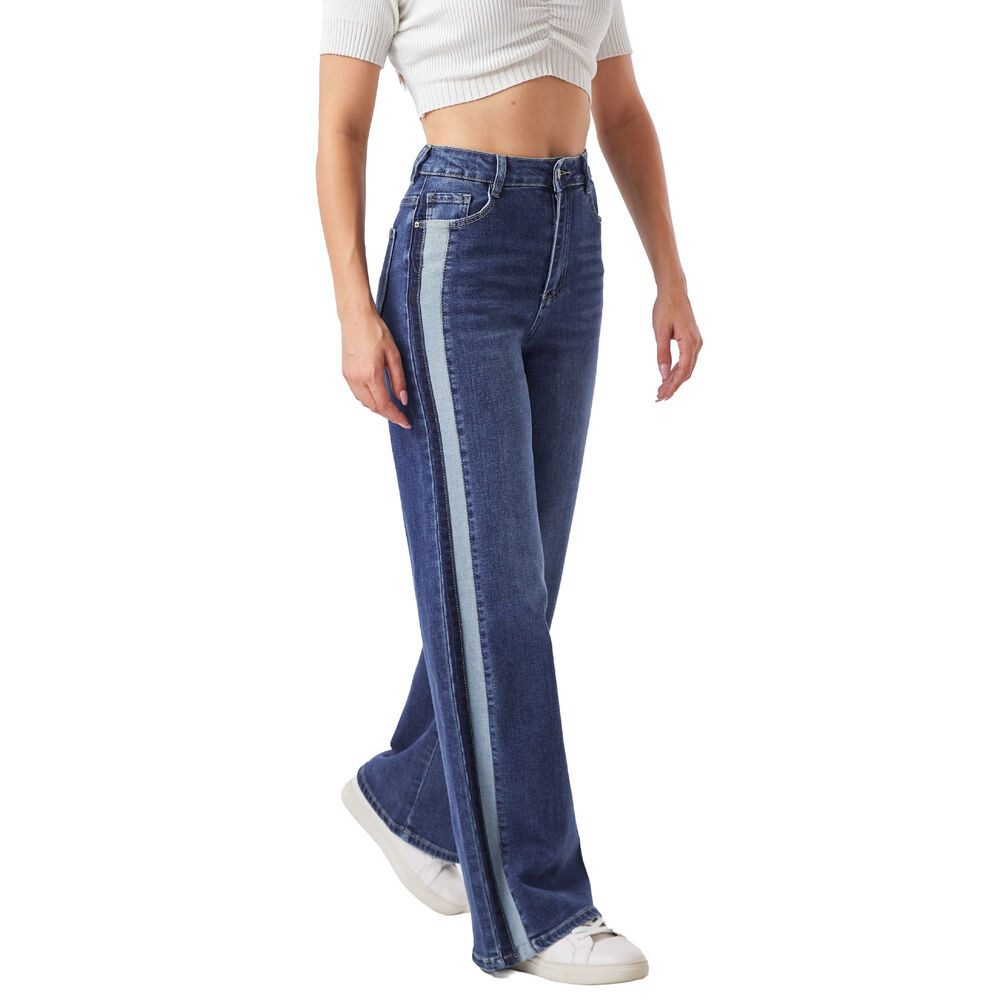 Ital-Design Dad-Jeans Damen Freizeit (91279878) Used-Look Stretch High Waist Jeans in Blau – Bild 4 von 5