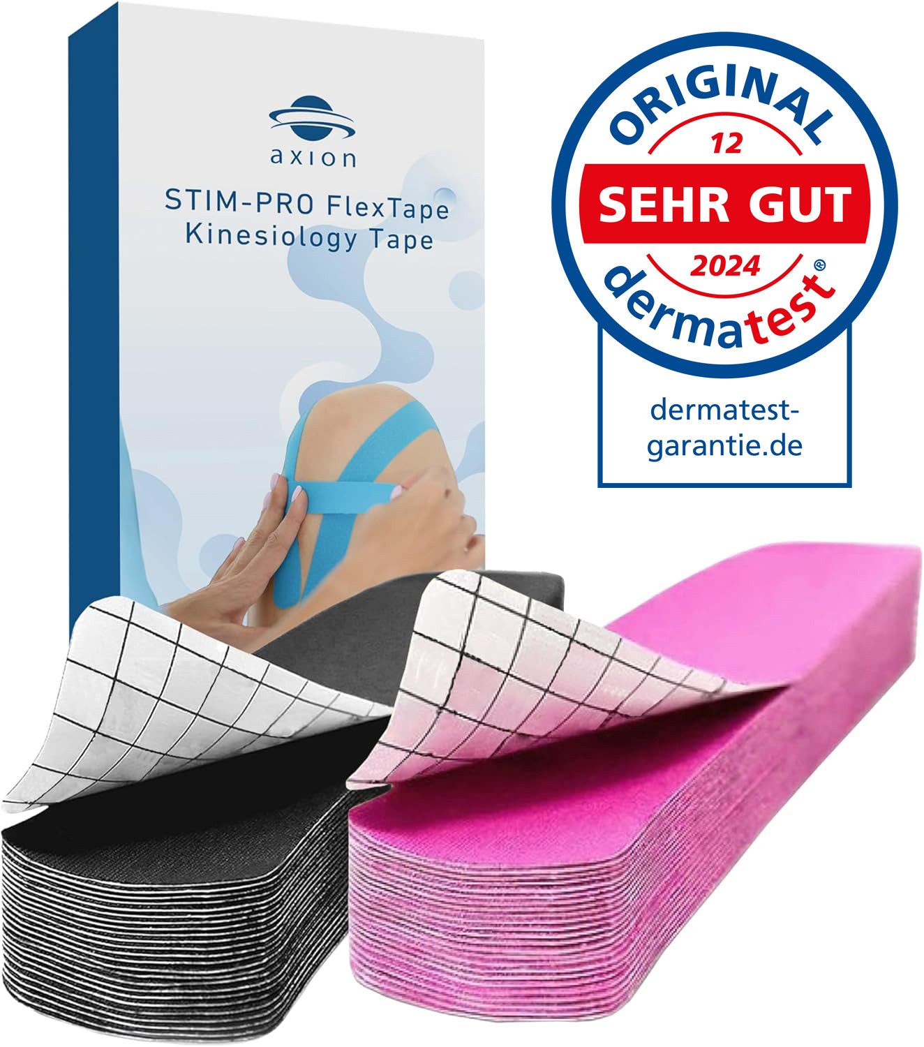 Axion Kinesiologie-Tape Precut Kinesiologie Tape 2er Set Pink und Schwarz (50-St) MEDIZINPRODUKT